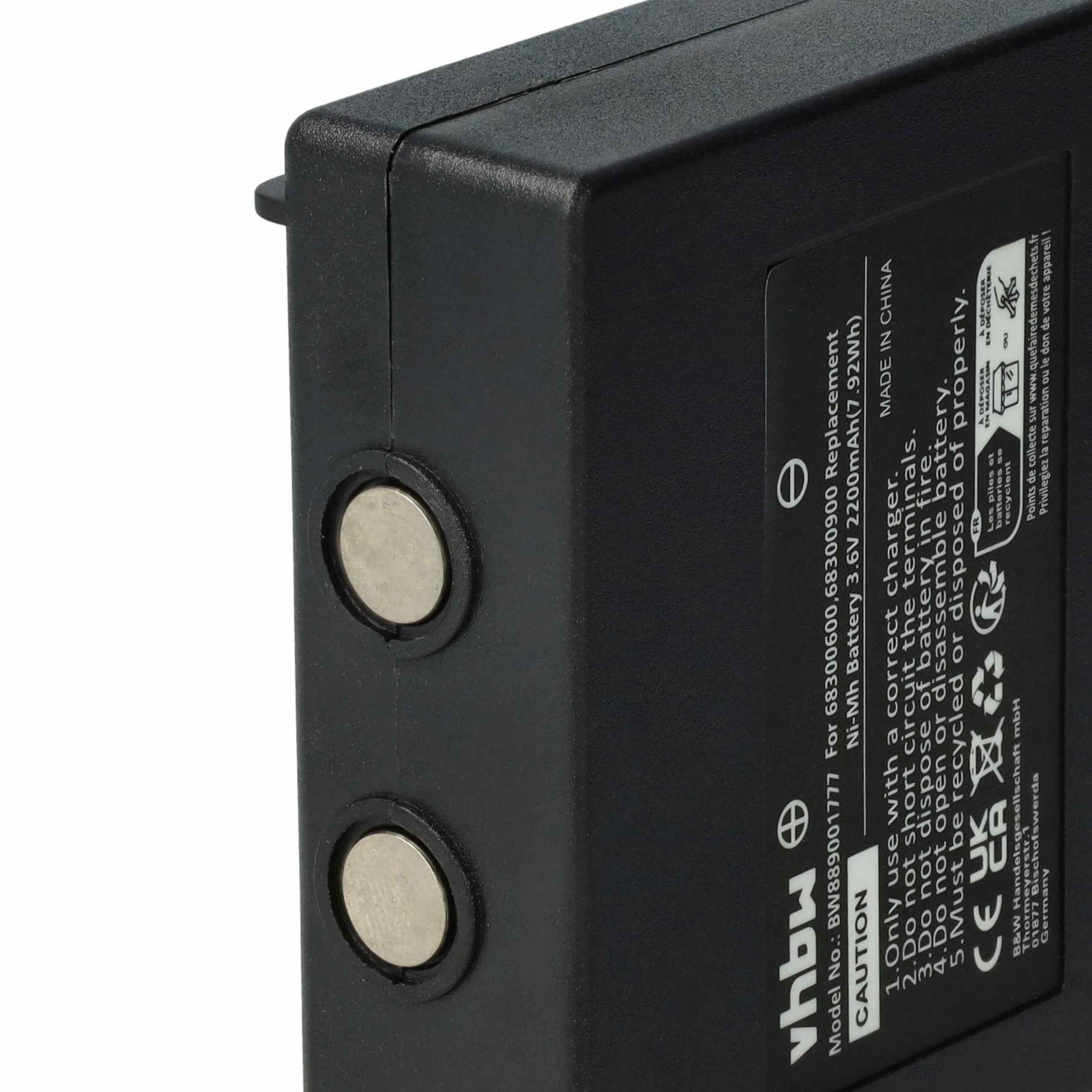 vhbw 5 x akumulator zamienny do Hetronic 900, 68300900, 68300600, HE900 do przemysłowego pilota zdalnego sterowania radiowego (2200 mAh, 3,6 V, NiMH) - czarny