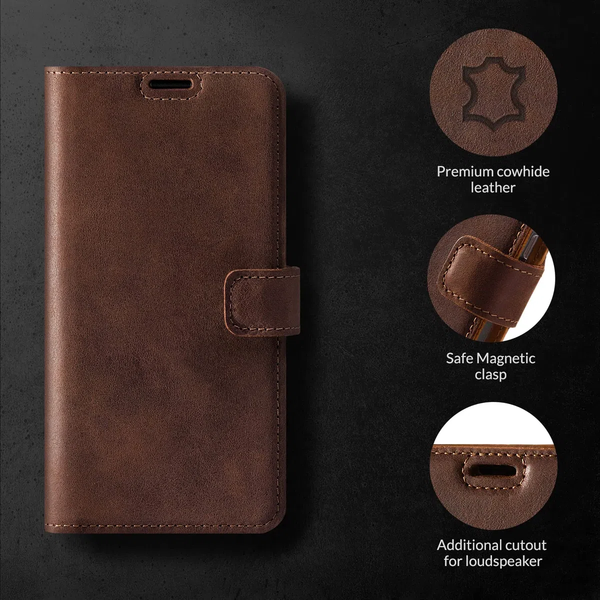 SURAZO Etui na telefon komórkowy premium do Xiaomi 14 Pro 5G, skórzane – składane etui ochronne z prawdziwej skóry [magnes, kieszeń na karty, ochrona RFID, funkcja stojaka] etui z klapką