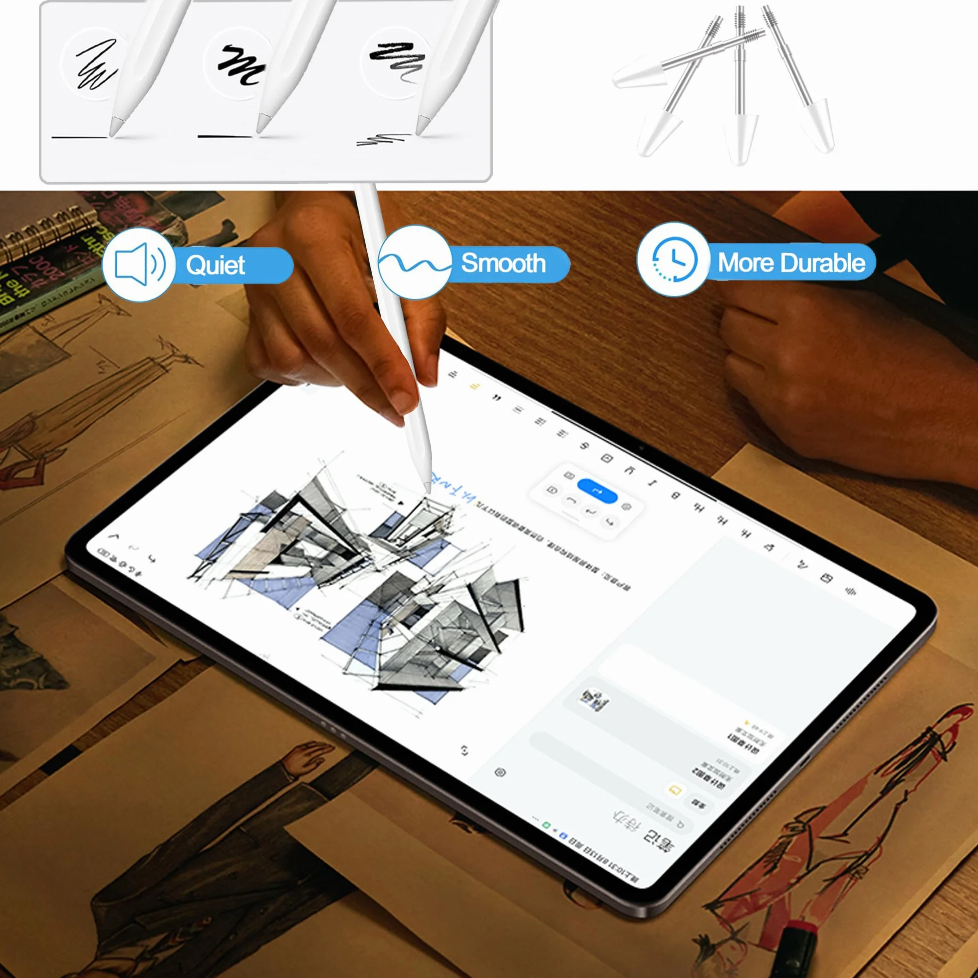 5 sztuk oryginalnych końcówek zamiennych do Xiaomi Focus Pen, rysik, końcówka dotykowa, końcówki do Xiaomi Pad 6S Pro 12,4" i Xiaomi Pad 7 Pro/7 11,2", precyzyjna kontrola, przyjazne dla ekranu, białe