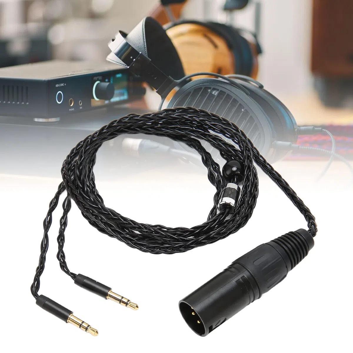 4-pinowy XLR Męski na Podwójny 3.5mm Wtyczka Kabel Audio Słuchawek dla Hifiman Arya, dla Sundara, dla Ananda, dla HE400SE, dla MDR-Z7, Z7M2, Z1R, dla D7200.
