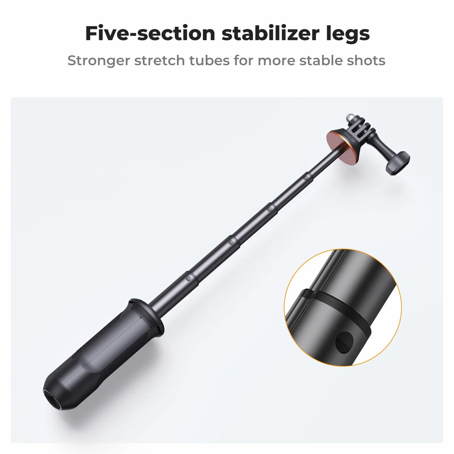 K&F Concept Statyw do selfie Stick 33,5 cm, przenośny uchwyt do GoPro Hero 13/12/11/10/9/8/Max, DJI Osmo Action 5/4/3/2/1, Insta360 X5/X4/X3/Ace Pro, czarny