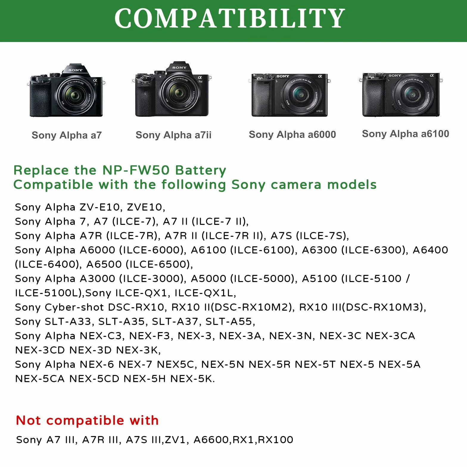 Zasilacz sieciowy AC-PW20 NP-FW50 atrapa akumulatora do Sony Alpha ZV-E10 A7 A7R A7S A7II A7RII A7SII A6500 A6400 A6300 A6100 A6000 A5100 A5000 RX10
