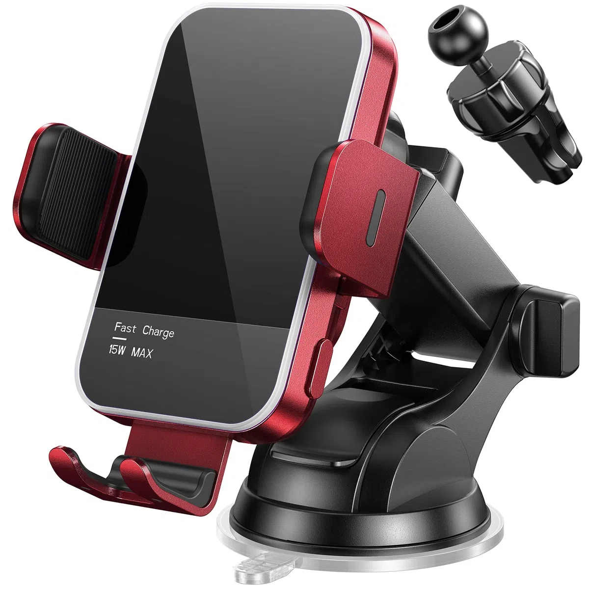 Bezprzewodowa ładowarka samochodowa, 7 kolorowych podświetleń RGB: Mosurr 15 W Auto zacisk ładowarka samochodowa uchwyt do telefonu pasuje do iPhone'a 15 14 13 12 Mini Pro Max 11 XR XS, Samsung Galaxy