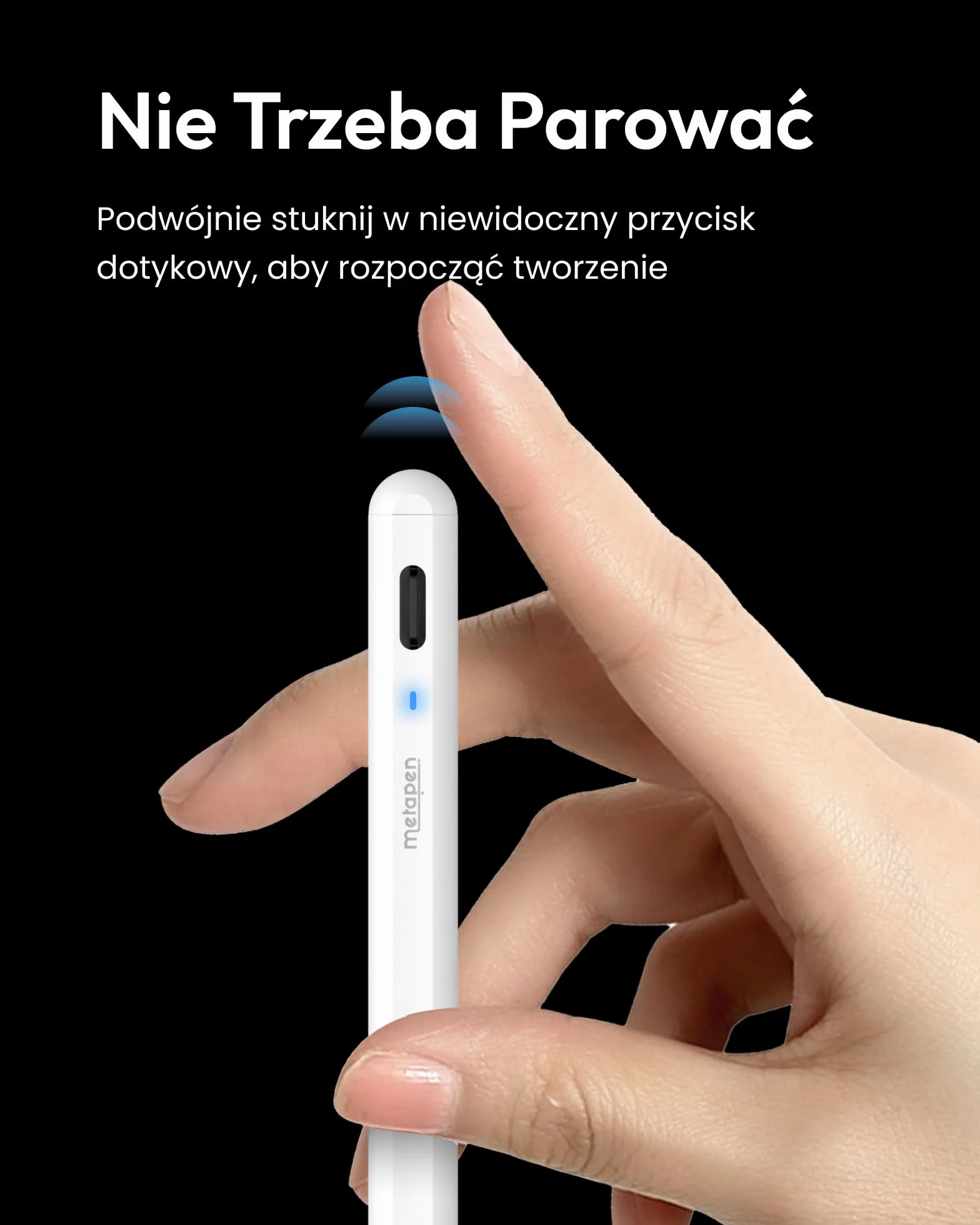 Metapen Stylus A8 Kompatybilny z iPad 2018-2026,2X Szybsze ładowanie,Odrzucanie dłoni, Rysik do iPada 11 A16/10/9/8/7/6,Air 5/4/3/M2/M3,M4 Pro 12,9 cala/11 cali/13 cali M4,M5 Mini 6/5