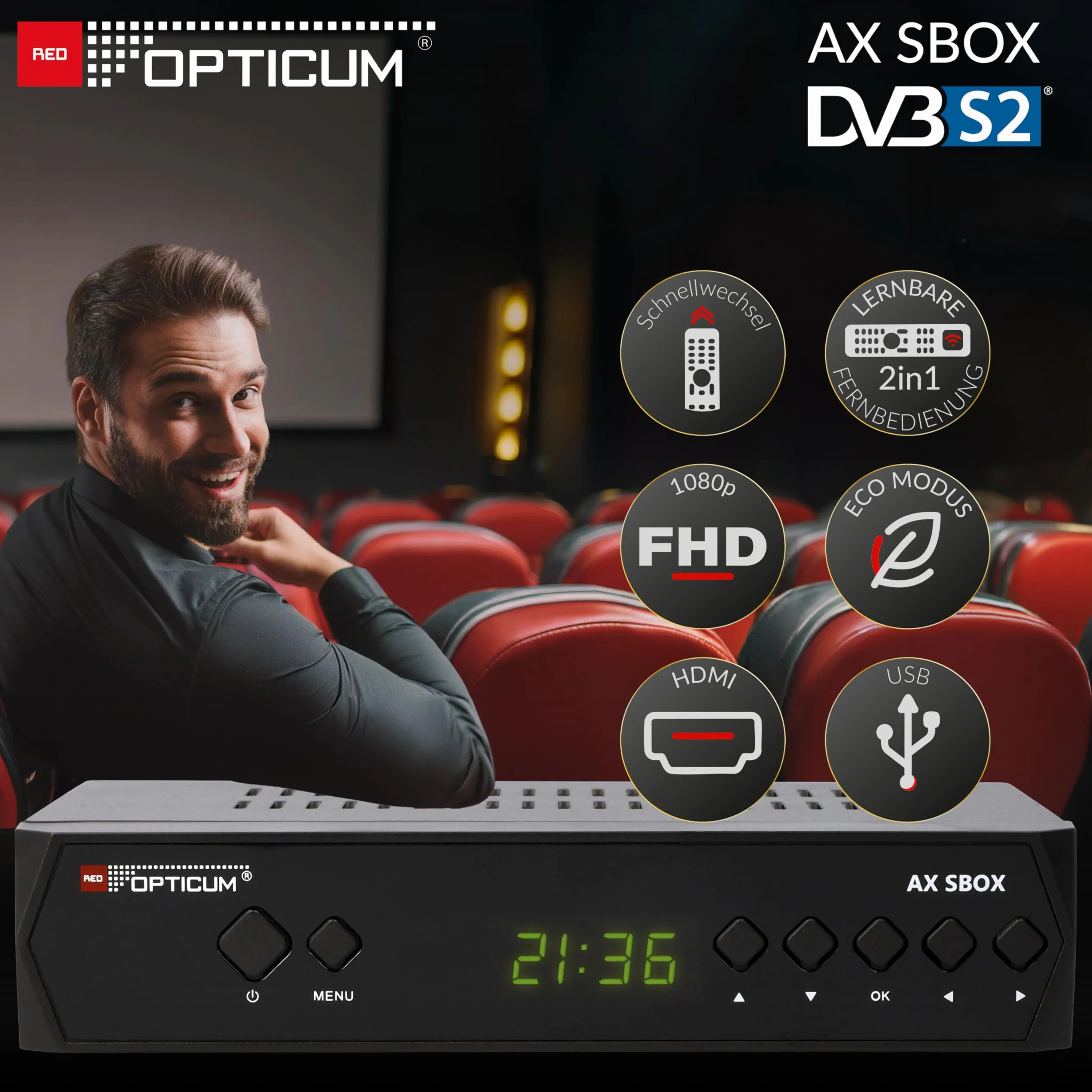 Odbiornik satelitarny Anadol Opticum SBOX 1080p Full HD DVB-S DVB-S2 HDMI SCART UNICABLE