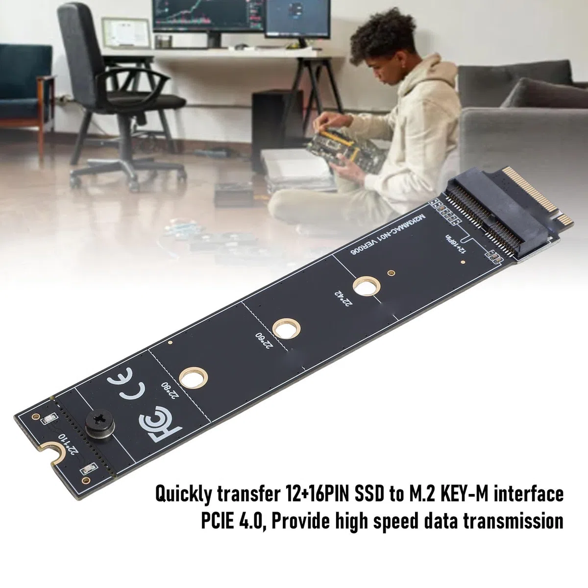 12 16-pinowa Karta Adaptera SSD na M.2 KEY M 12+16-pinowy Konwerter SSD na .2 KEY +-pinowy Adapter NVMe Zamienny do Laptopa z Systemem OS X 2013-2017