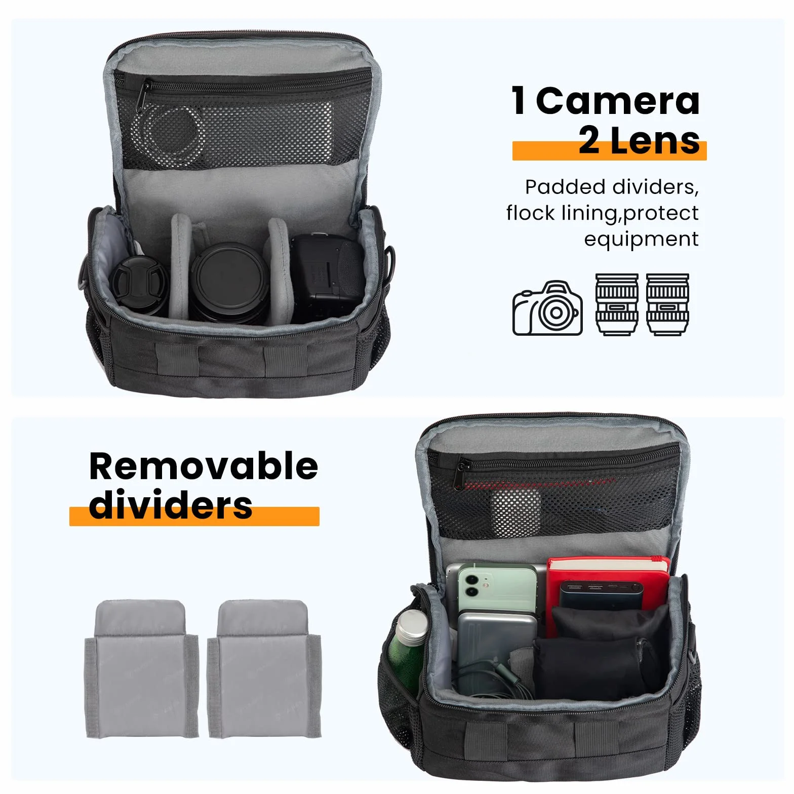 TARION Torba na Aparat DSLR - Torba Kurierska Mała, Torba na Ramię, Torba na Aparat, Torba Gadżet, Torba Crossbody, Etui na Lustrzankę, Bezgłośne, Kompaktowe Aparaty
