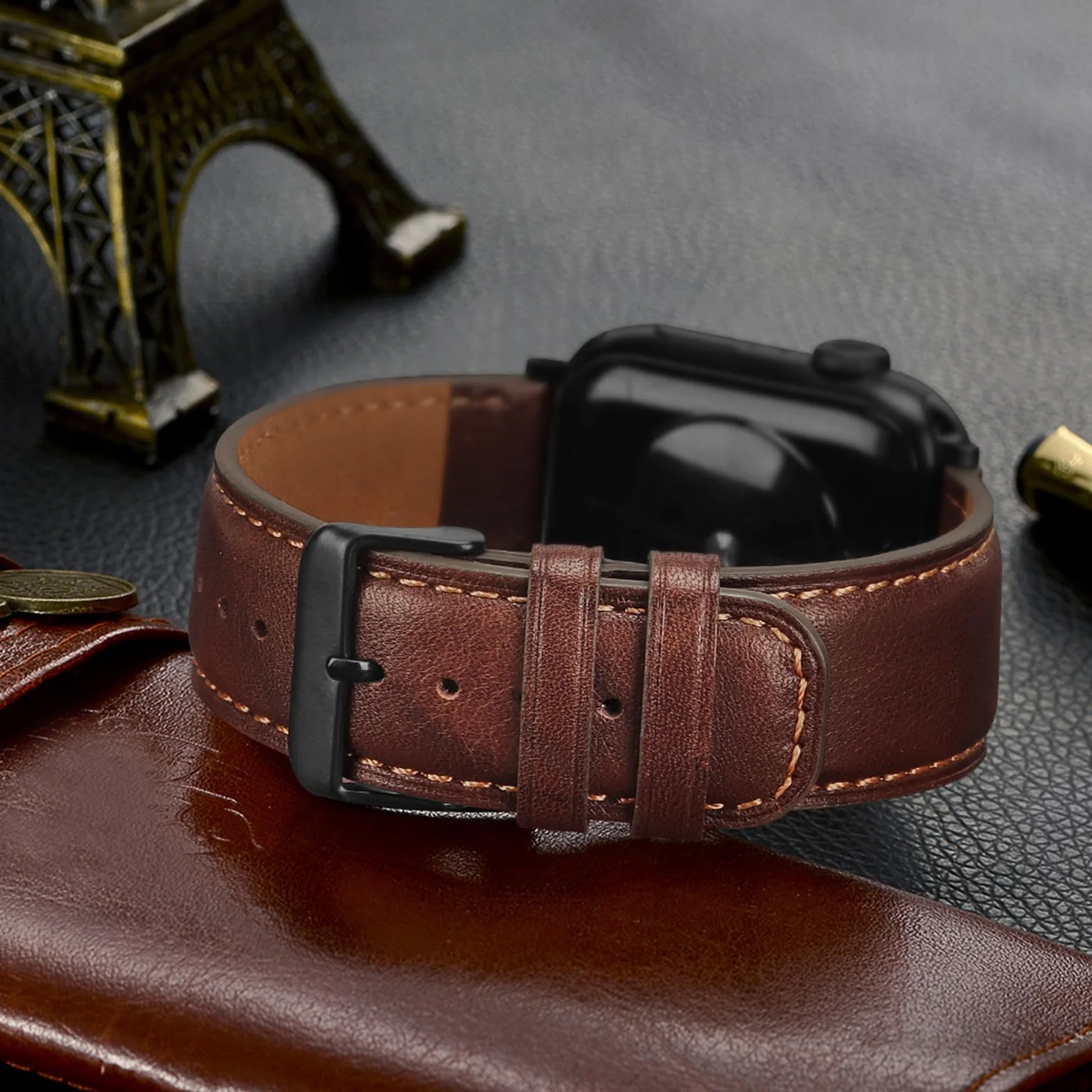 Tasikar Bransoleta kompatybilna z Apple Watch 49 mm 46 mm 45 mm 44 mm 42 mm 41mm 40mm 38mm - Prawdziwa skóra - Wymienny pasek kompatybilny z Apple Watch Ultra Series 10 9 8 7 SE 6 5 4 3 2 1