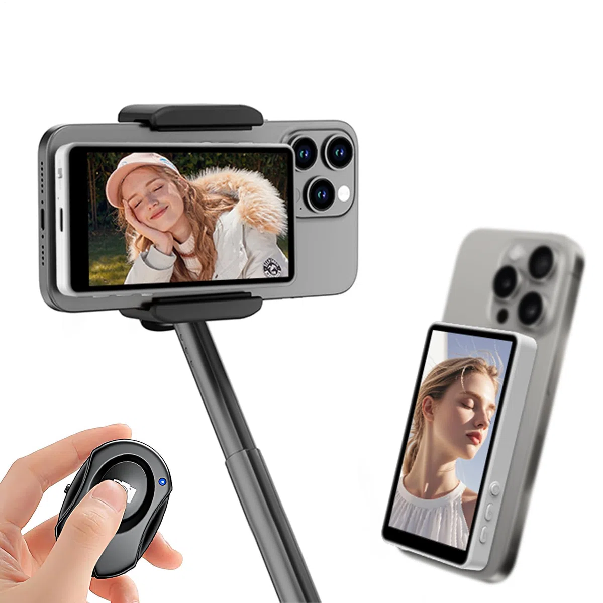 Ekran Monitorujący do Selfie Bezprzewodowy Monitor do Selfie z Nagrywaniem | Przenośne Akcesoria do Smartfonów do Nagrywania Wideo, Robienia Zdjęć, Streamingu na Żywo i Tworzenia Vlogów