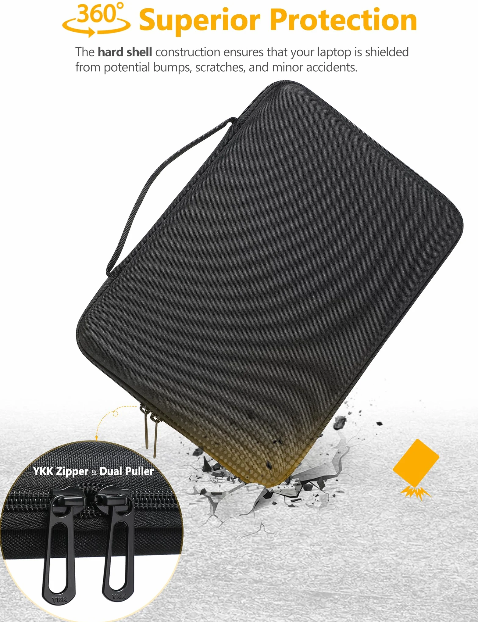 HYZUO 15-16 Cali Twarde Etui na Laptop MacBook Pro 16 M5/M4/M3/M2/M1 Pro/Max, MacBook Air 15, Surface Laptop 15, Razer Blade 15, Czarny