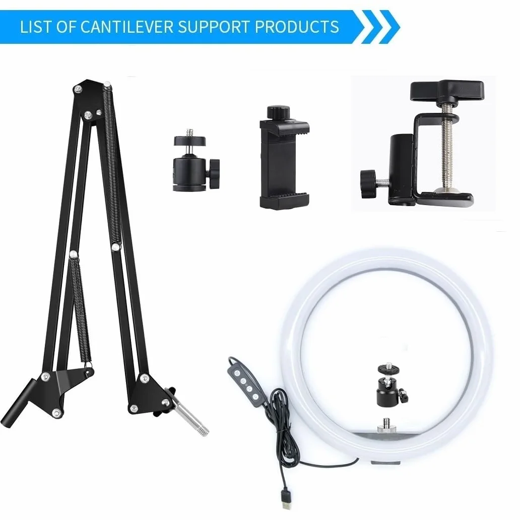 Lampa do selfie z uchwytem zaciskowym, lampa pierścieniowa 26 cm z uchwytem na wylewkę, kompatybilna z kamerami internetowymi Logitech C920 StreamCam C922 C930e C925e C615 Brio 500 300 100 4K