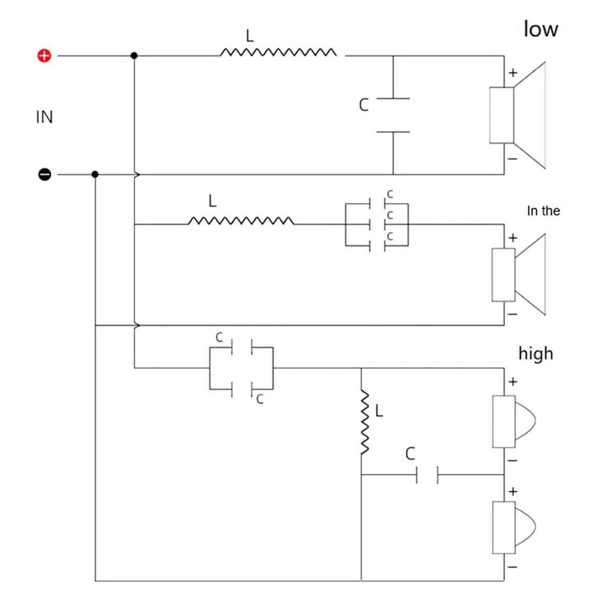 200W głośnik Crossover 4-drożny głośnik wysokotonowy średniotonowy basowy dzielnik częstotliwości audio