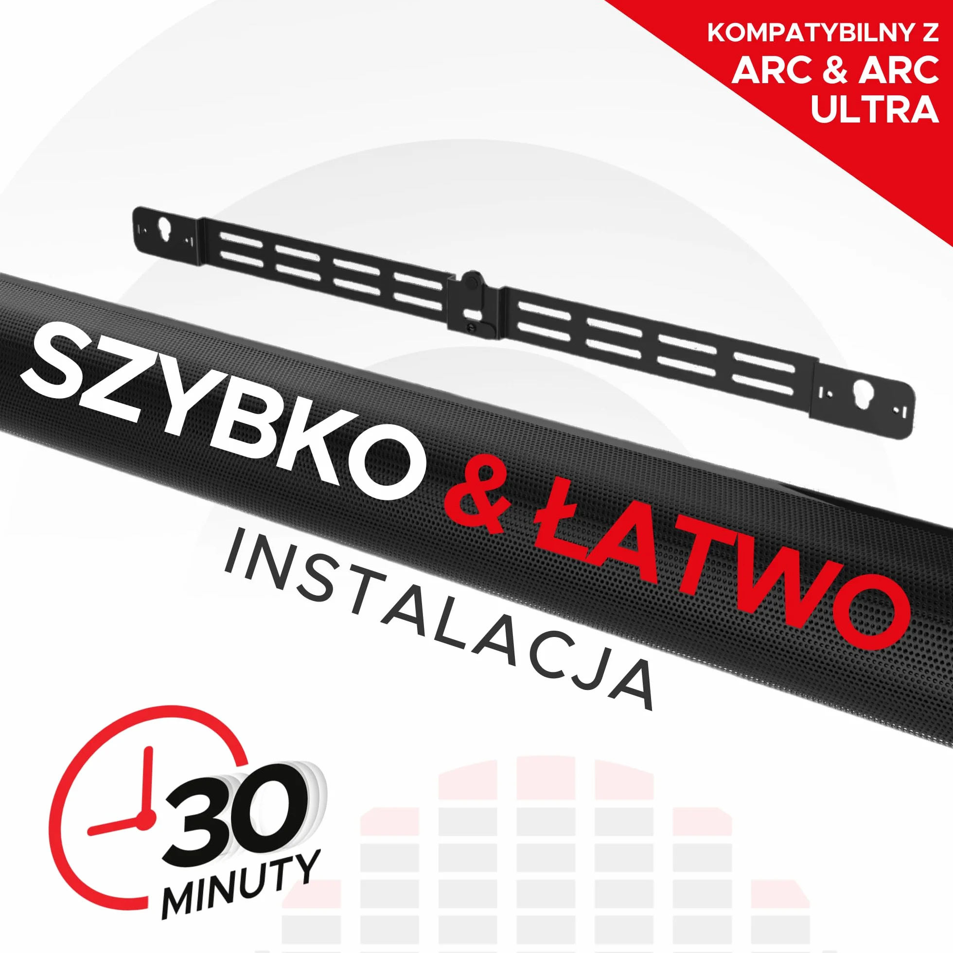 Soundbass Arc Uchwyt Ścienny, Czarny, Kompatybilny z Sonos Arc i Arc Ultra, Regulowana Głębokość, Wszystkie Akcesoria w Zestawie, Zaprojektowany w Wielkiej Brytanii