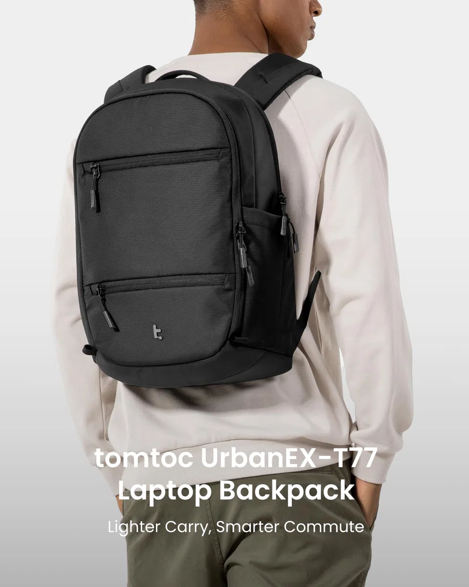 tomtoc biznesowy plecak 22L dla kobiet i mężczyzn z przegrodą na notebook 15,6–16 cali, odporny na zachlapania, bagaż podręczny, idealny do biura, pracy oraz codziennych dojazdów