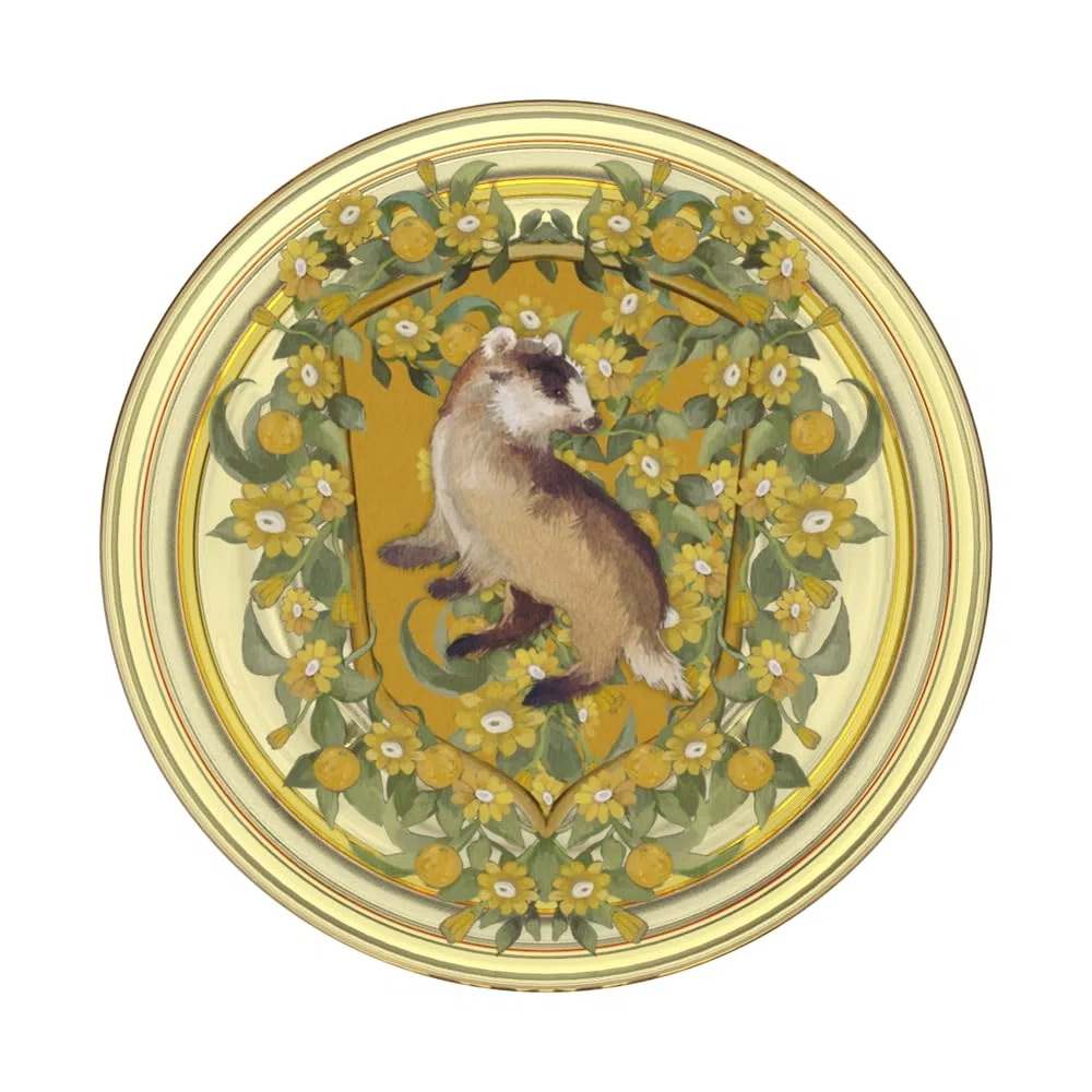 PopSockets: PopGrip - Rozszerzany stojak i uchwyt z wymiennym blatem do smartfonów i tabletów, urodziny Harry'ego Pottera - Hufflepuff kwiatowy herb