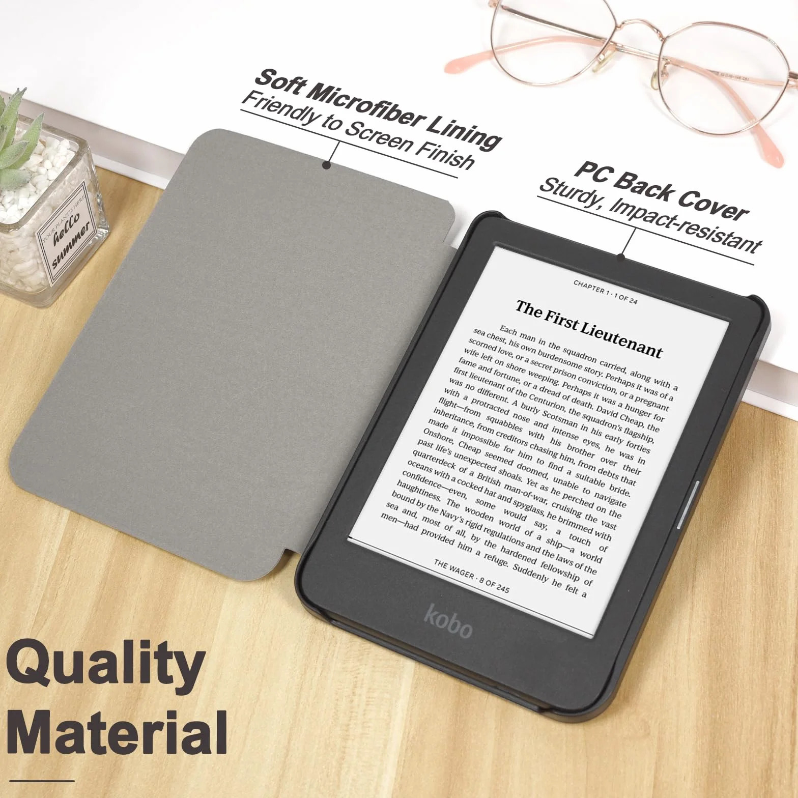 Tenano 6" Etui do Kobo Clara Colour | BW | 2E, Tolino Shine Colour/Shine 5/4 - Cienka Osłona Chroniąca z Funkcją Auto Sen/Budzenie - Miętowa Zielień | Smukłe etui ochronne z funkcją Auto Sleep/Wake, miętowa zieleń