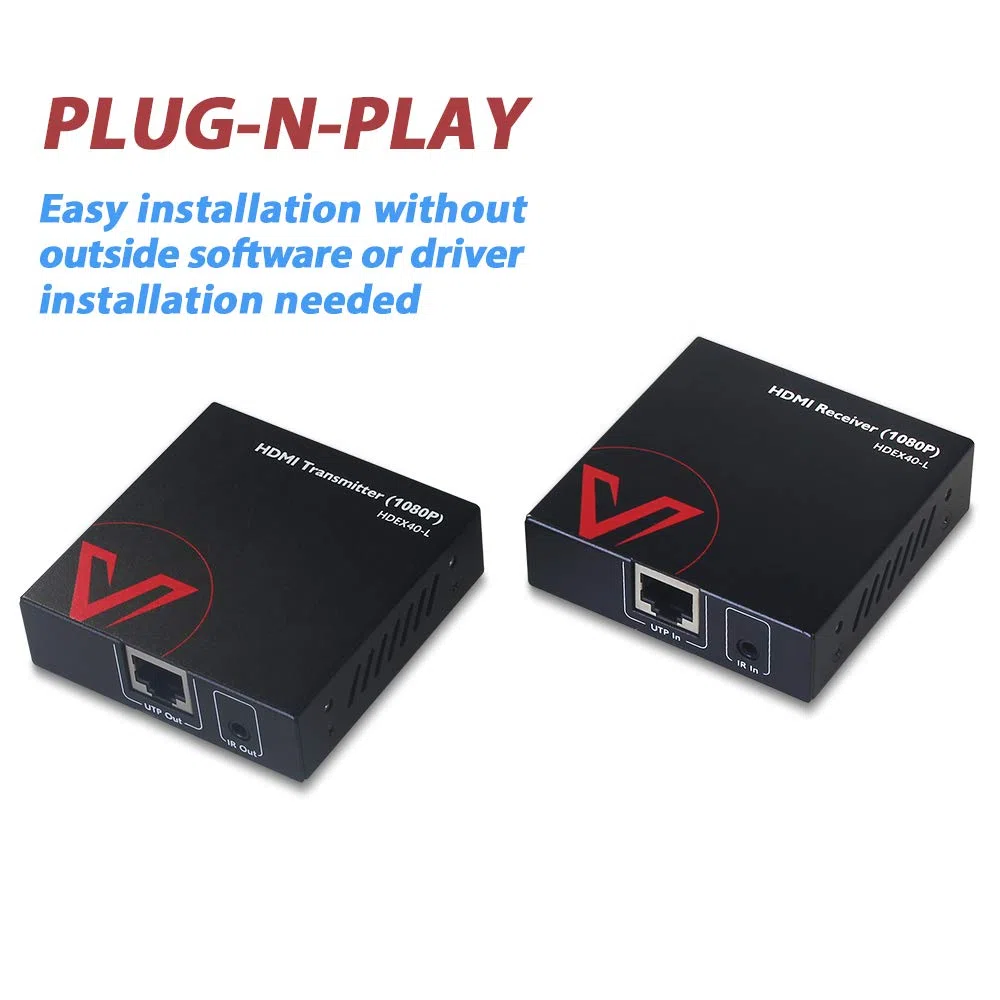AV Access 164ft (50m) Przedłużacz HDMI FullHD 1080p@60Hz z IR, Balun HDMI Over Single Cat5e/6a/7, Obsługuje funkcję PoC, Przełącznik EQ dla kabla 30M/50M, Transmisja nieskompresowana przez Ethernet