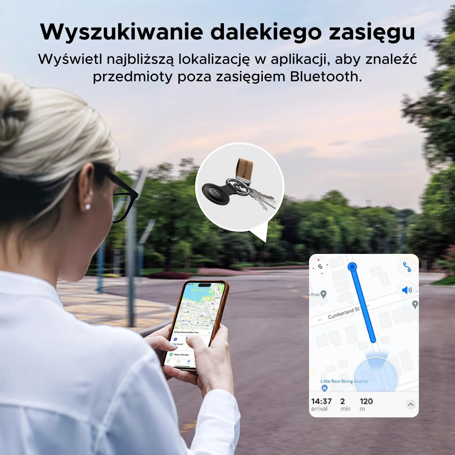 UGREEN FineTrack Mini kompatybilny z Apple Find My, inteligentny tag z sygnałem dźwiękowym 80 dB, lokalizator kluczy (2 opakowania)