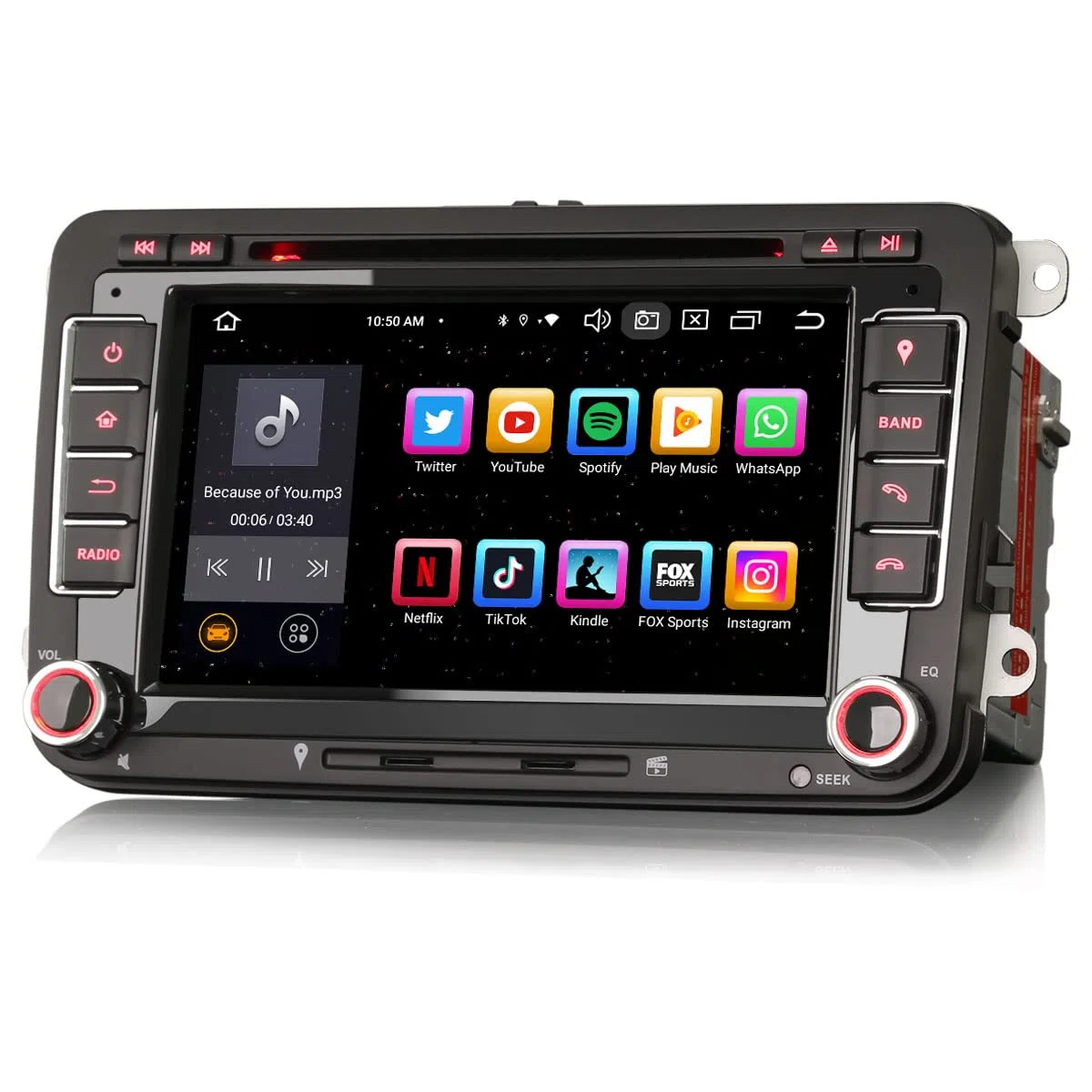 Erisin 8-rdzeniowy 4 GB + 64 GB Android 13 GPS samochodowy odtwarzacz stereo DVD do VW Passat Golf MK 5/6 T5 Touran Skoda Seat Tiguan Caddy 17.8 cm IPS radio samochodowe GPS nawigacja satelitarna