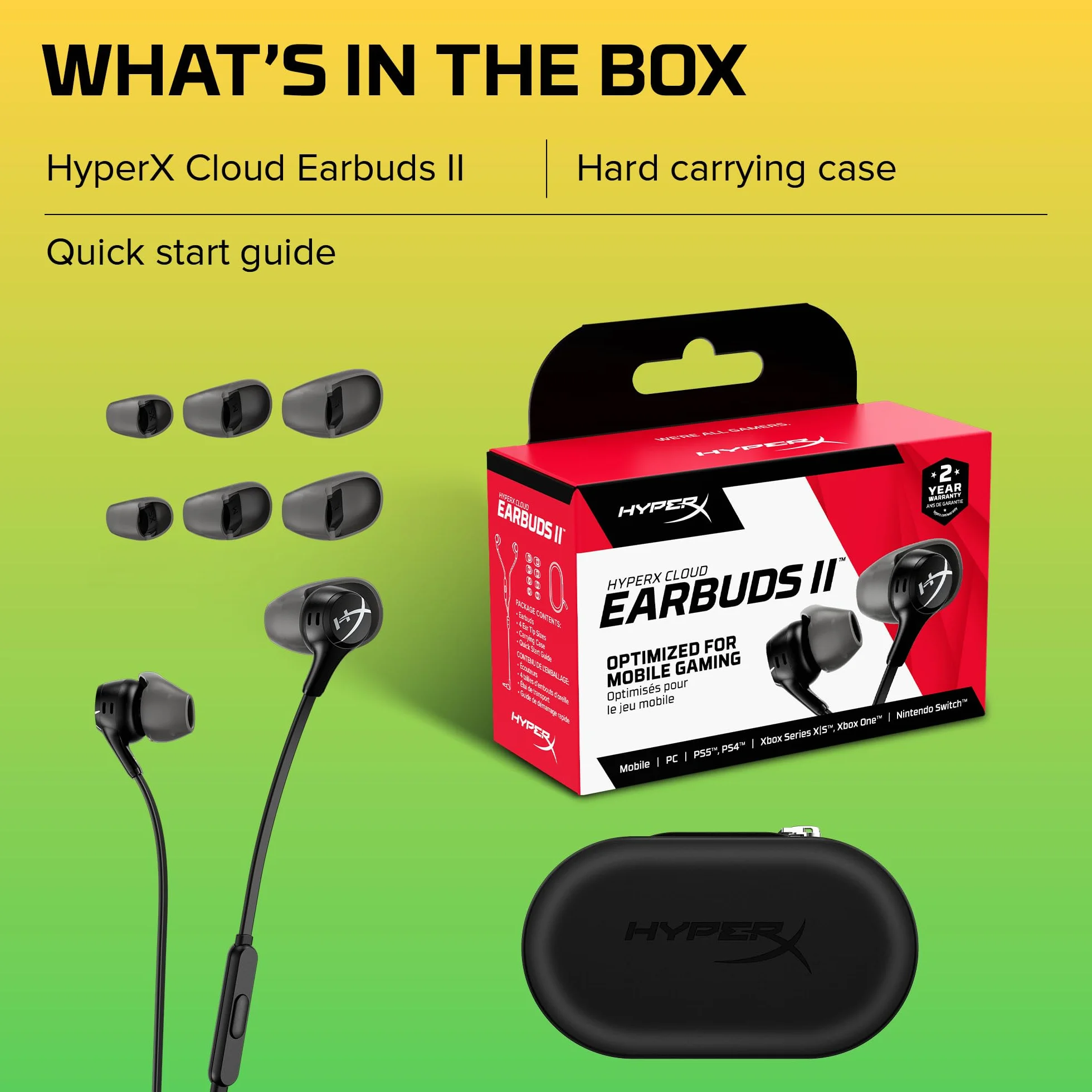 HYPERX Cloud Earbuds II Gaming Earbuds z mikrofonem, czarne