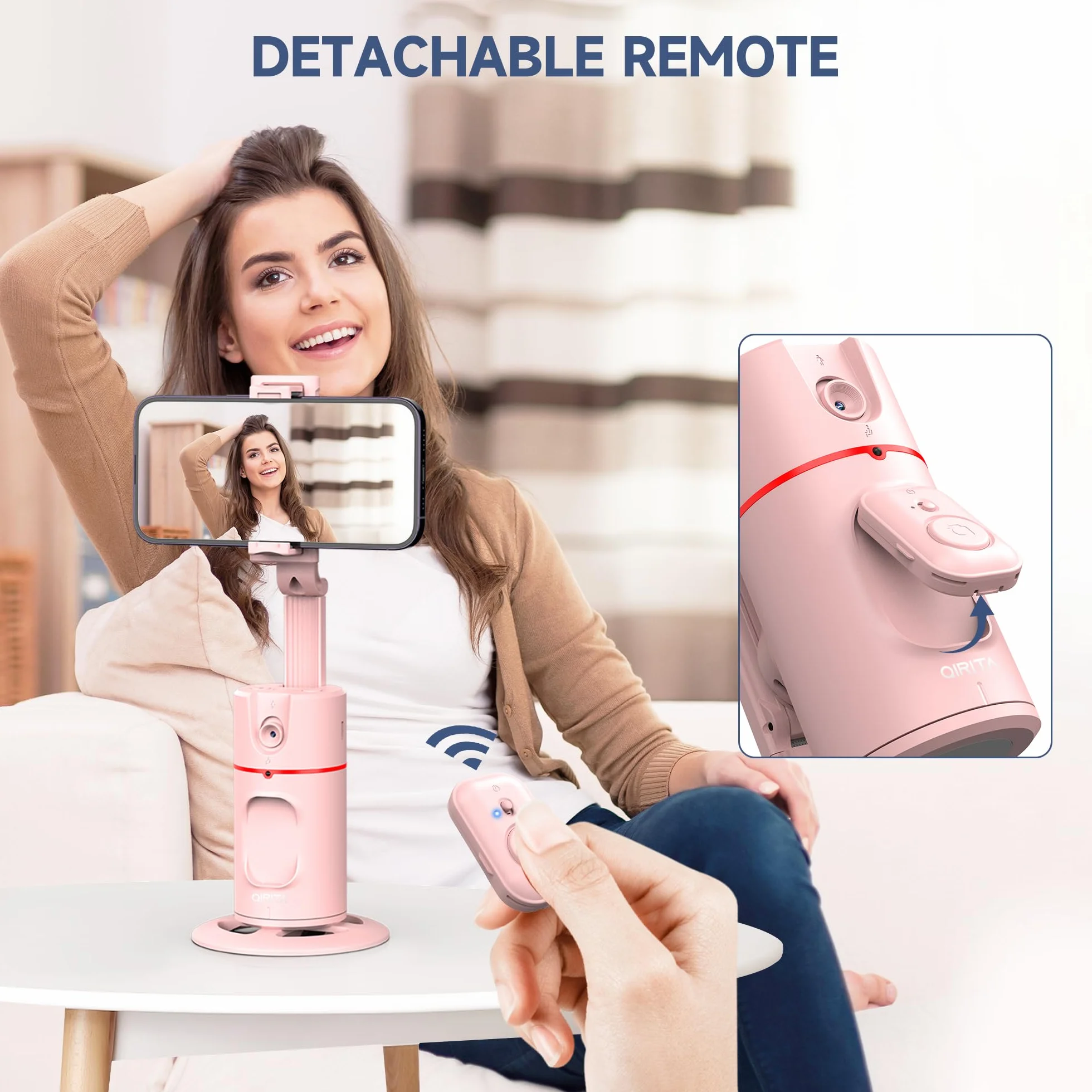 Automatyczny uchwyt do telefonu z funkcją śledzenia twarzy, statyw z funkcją śledzenia twarzy, obrotowy o 360° uchwyt do telefonu komórkowego stabilizatorem gimbalowym do Vlog/Tik Tok, akumulator