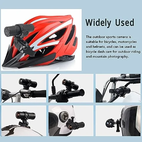 Kamera na Kask Motocyklowy, Kamera na deskę rozdzielczą Kamera na Kask 1080P 120 Stopni Szerokokątny Wifi Mini Zewnętrzna Kamera Sportowa na Rower Motocykl Akcesoria do Kasku