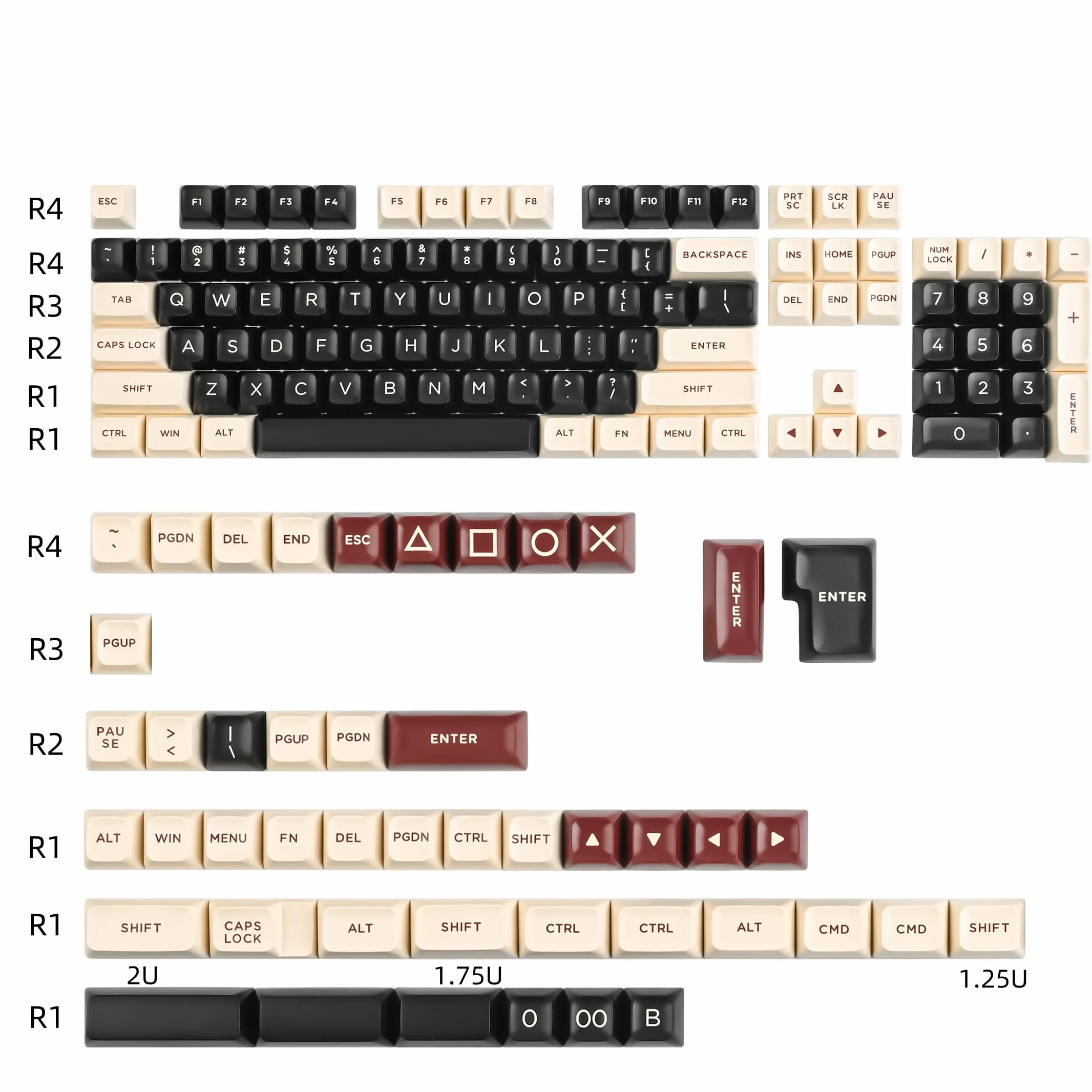 SOLIDEE Klawisze 60% Double Shot PBT ASA Profil do Klawiatury Mechanicznej ANSI US (rzymska)