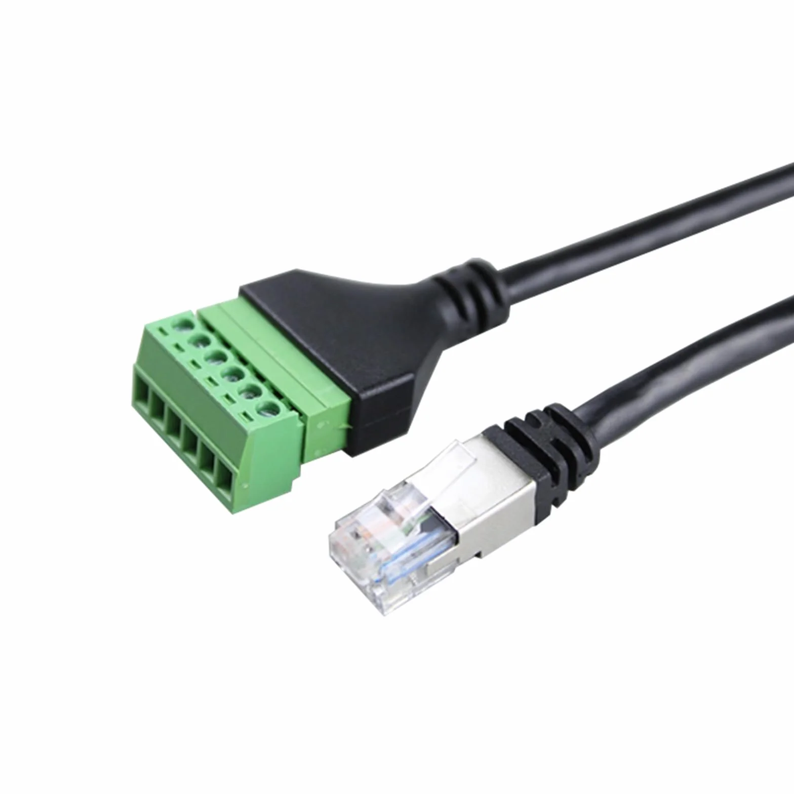 2 sztuki wtyków RJ12 na 6 pinów, blok zacisków śrubowych, adapter do telefonu Cat3, kabel przedłużający RJ12 6P6C na 6-biegunowy kabel telefoniczny, do komputera stacjonarnego, cyfrowych DVR