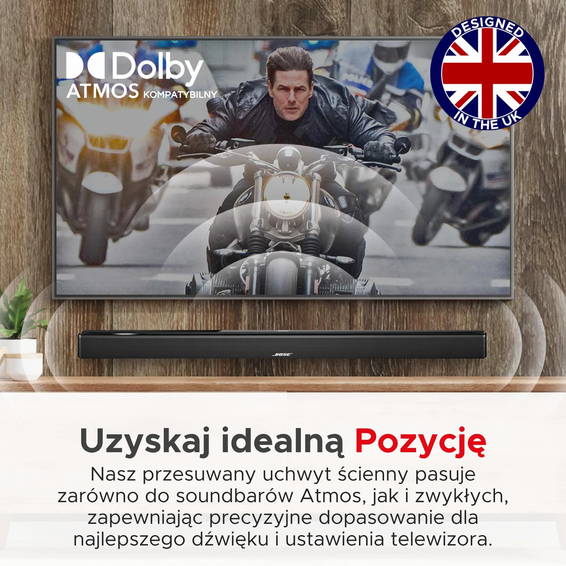 Sound Bass Soundbar Smart 300 500 550 600 700 900 Lifestyle Ultra Uchwyt Ścienny do Bose 300/500/550/600/700/900 Ultra, Smart Sound Bar, TV Speaker, Regulowany Uchwyt Montażowy pod Telewizorem, Czarny