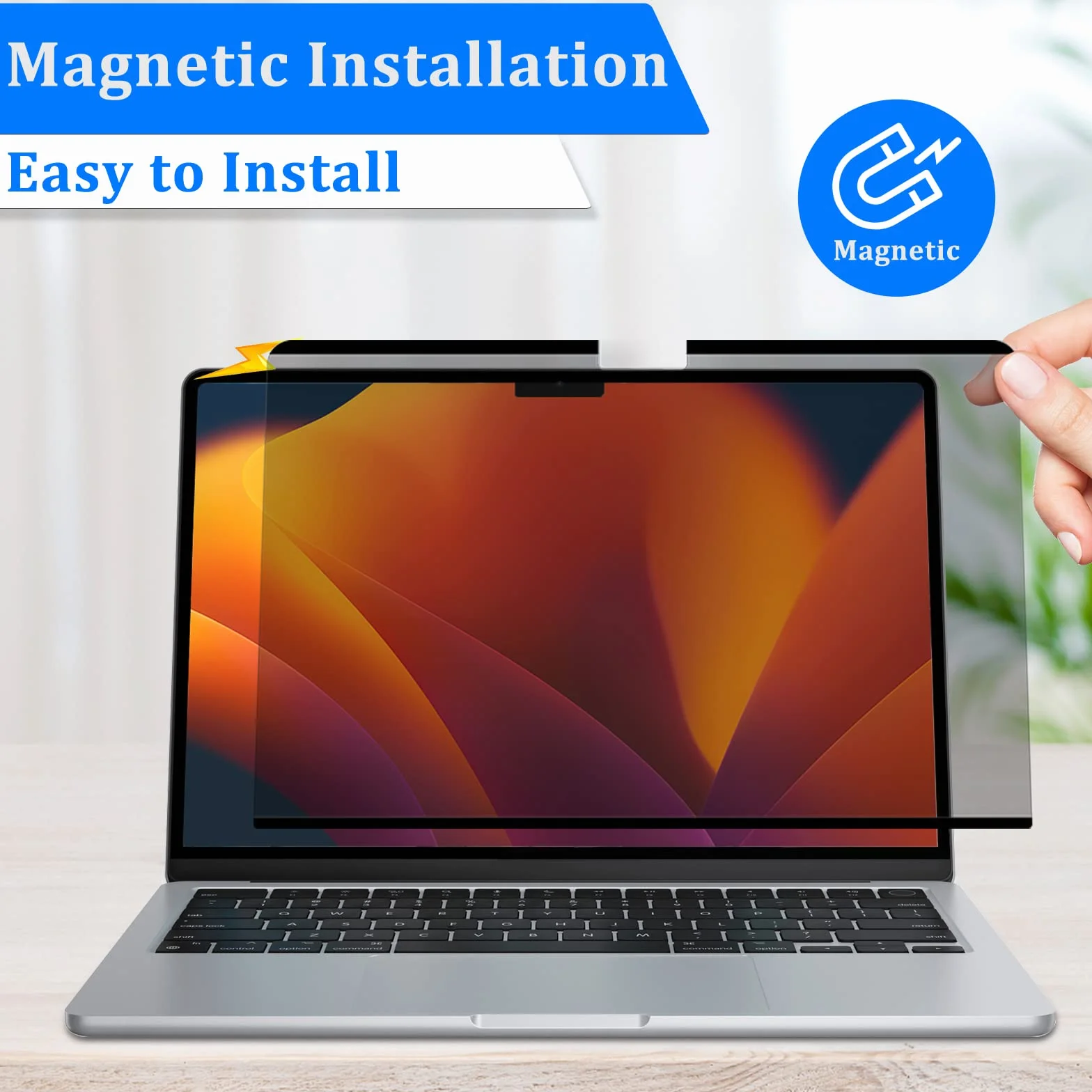 LanQii Filtr prywatyzujący kompatybilny z MacBook Pro 13" (2016-2022 M1/M2), magnetyczny filtr prywatności, ochrona danych, zdejmowana folia ochronna do MacBook Air 13" (2018-2021, M1)