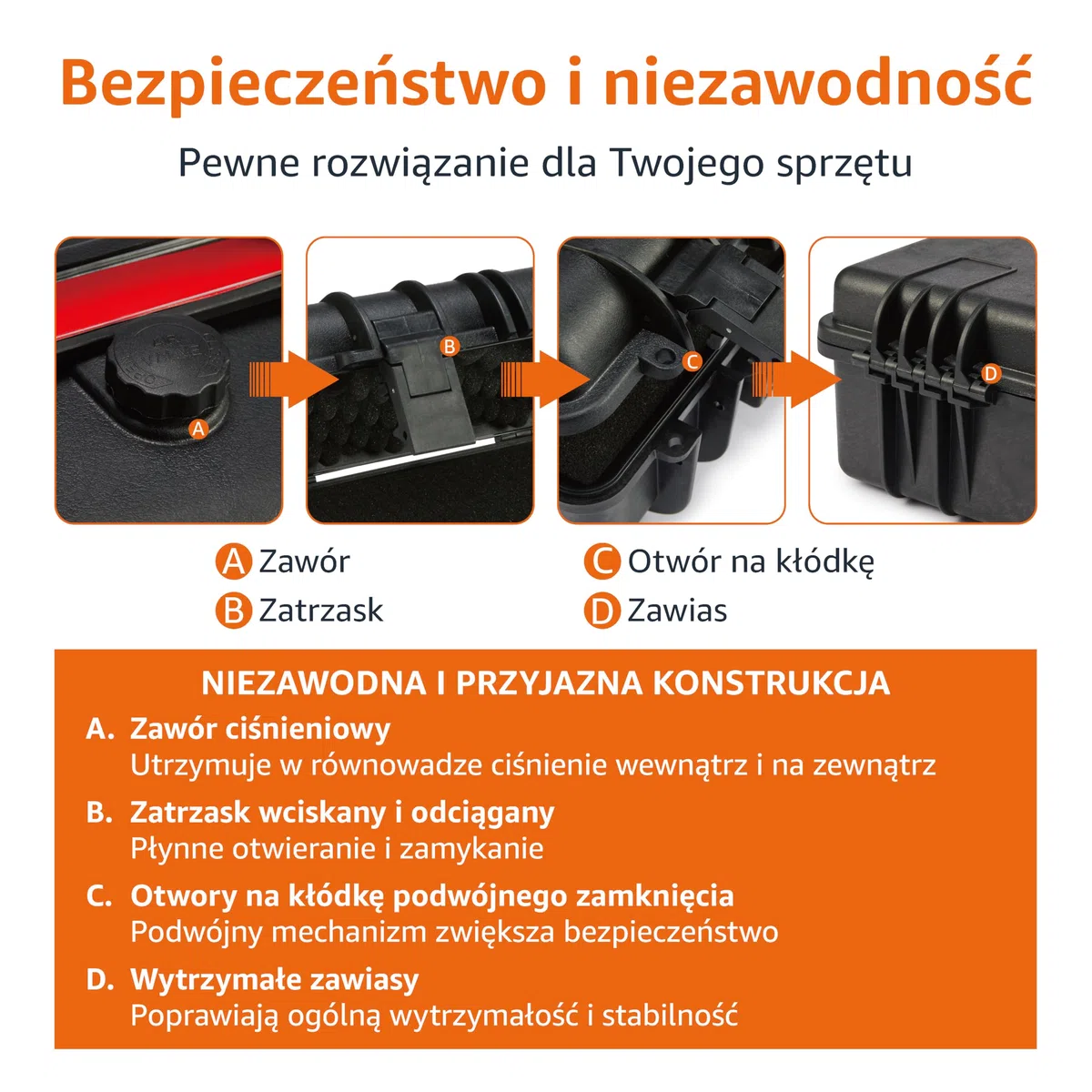 Amazon Basics Sztywny futerał na aparat, średniej wielkości, solidny, czarny