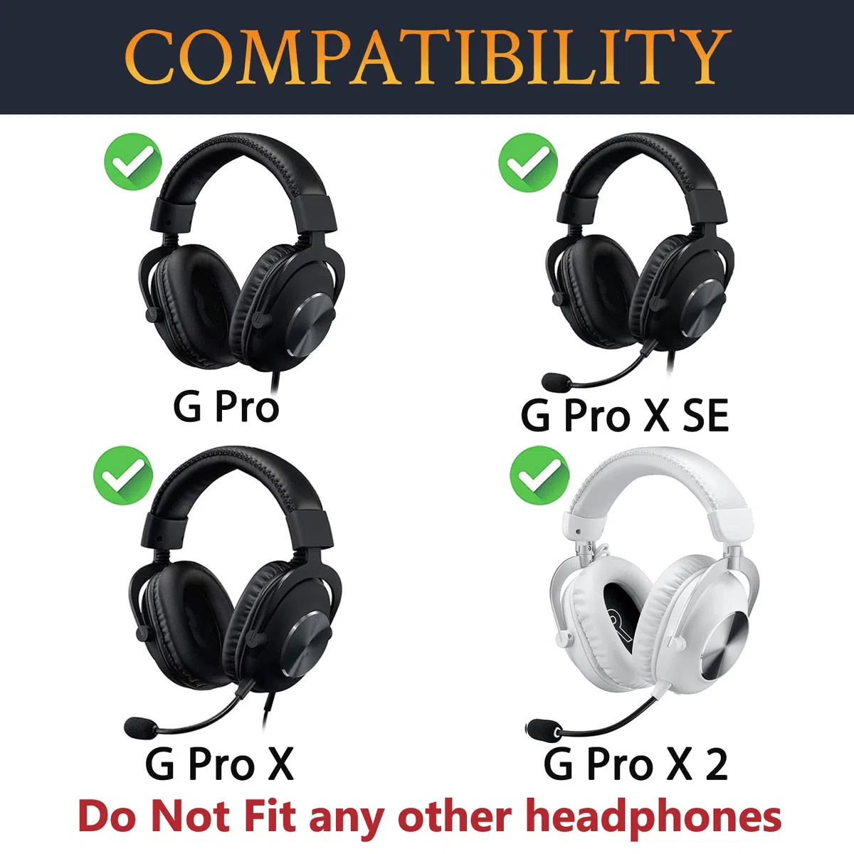 SOULWIT Wymienne nauszniki do Logitech G Pro, G Pro X, G Pro X 2, G Pro X SE słuchawek, poduszki nauszników z miękkiej skóry proteinowej i pianki zapamiętującej kształt o wysokiej gęstości