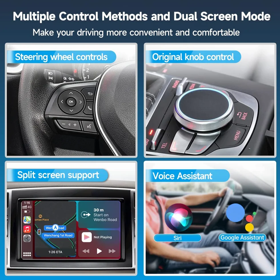 Carlinkit Bezprzewodowy adapter CarPlay 5.0 Android Auto 2 w 1 do samochodów 2017-2024