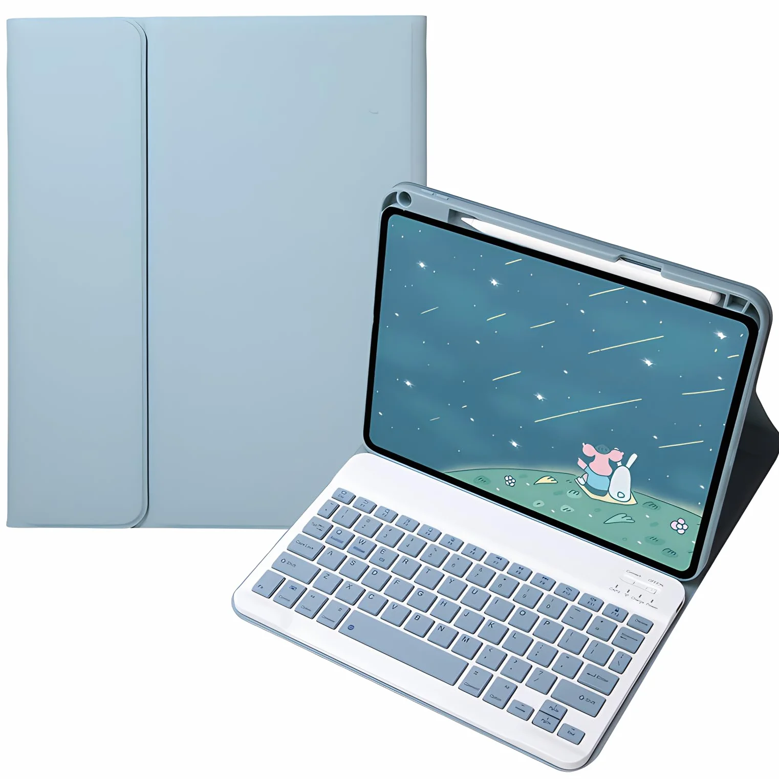 Etui z klawiaturą dla Huawei Matepad 11,5/Air 11,5 z uchwytem na ołówki, bezprzewodowa odłączana klawiatura Bluetooth, miękka tylna osłona, niebieska