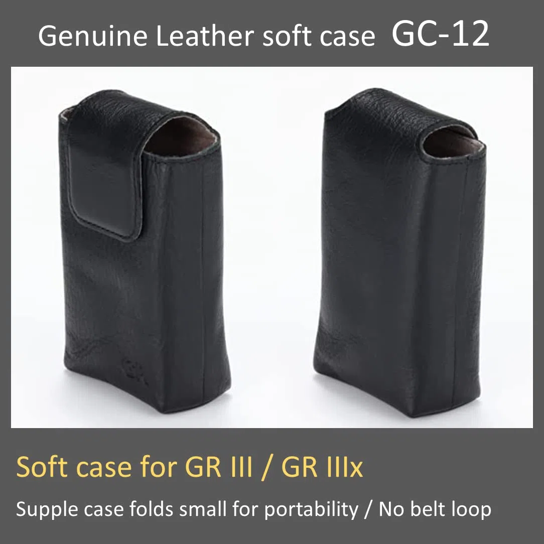 Ricoh Miękkie etui z prawdziwej skóry GC-12 [Kompatybilne modele: GR III, GR IIIx] [Elastyczne, luksusowe etui z prawdziwej skóry ze skóry końskiej] [Można go złożyć dla przenośności] [Grawerowany GR]