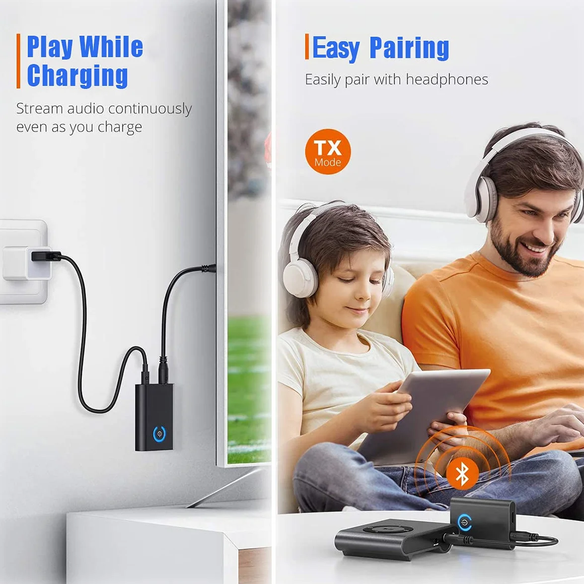Nadajnik Bluetooth 5.0, bezprzewodowy nadajnik 2 w 1 3,5 mm Jack Audio Adapter Bluetooth, niskie opóźnienia przenośny bezprzewodowy adapter audio stereo ze słuchawkami/głośnikami/samochodami