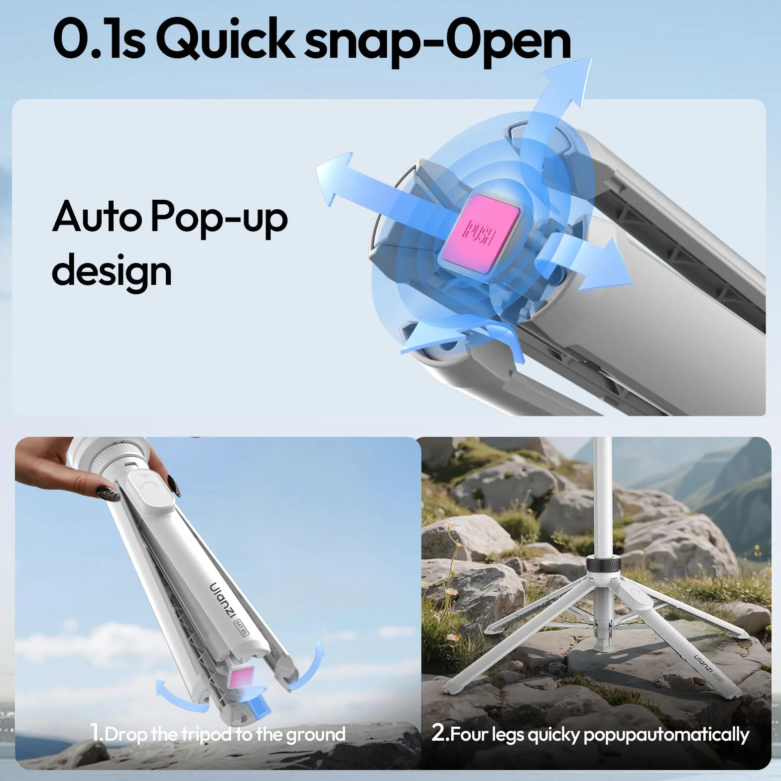 ULANZI MT85 59" Statyw magnetyczny rozkładany czteronożny z Bluetooth 150 cm