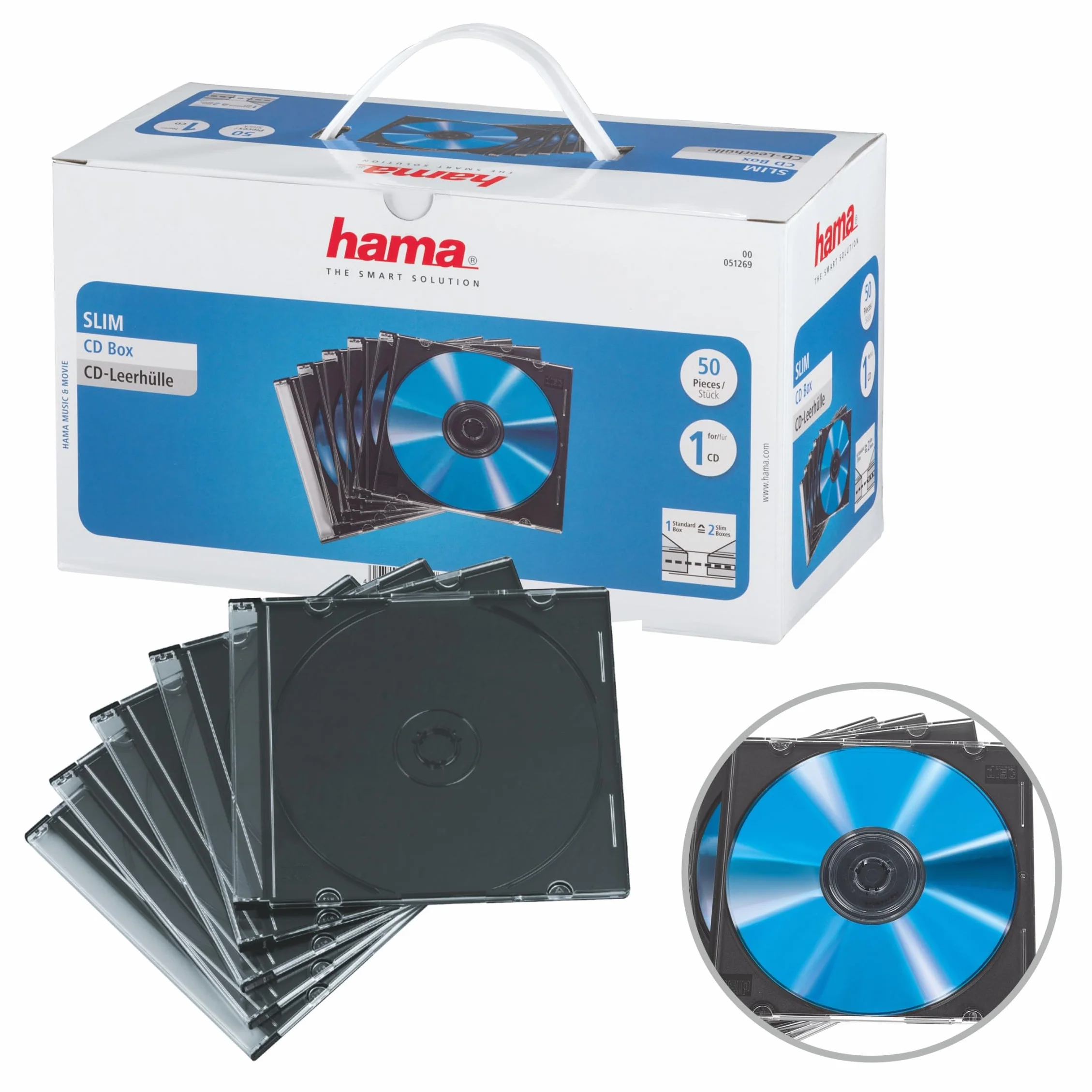 HAMA ZESTAW PUDEŁKO SLIM NA PŁYTY DVD 50 SZTUK CZARNE