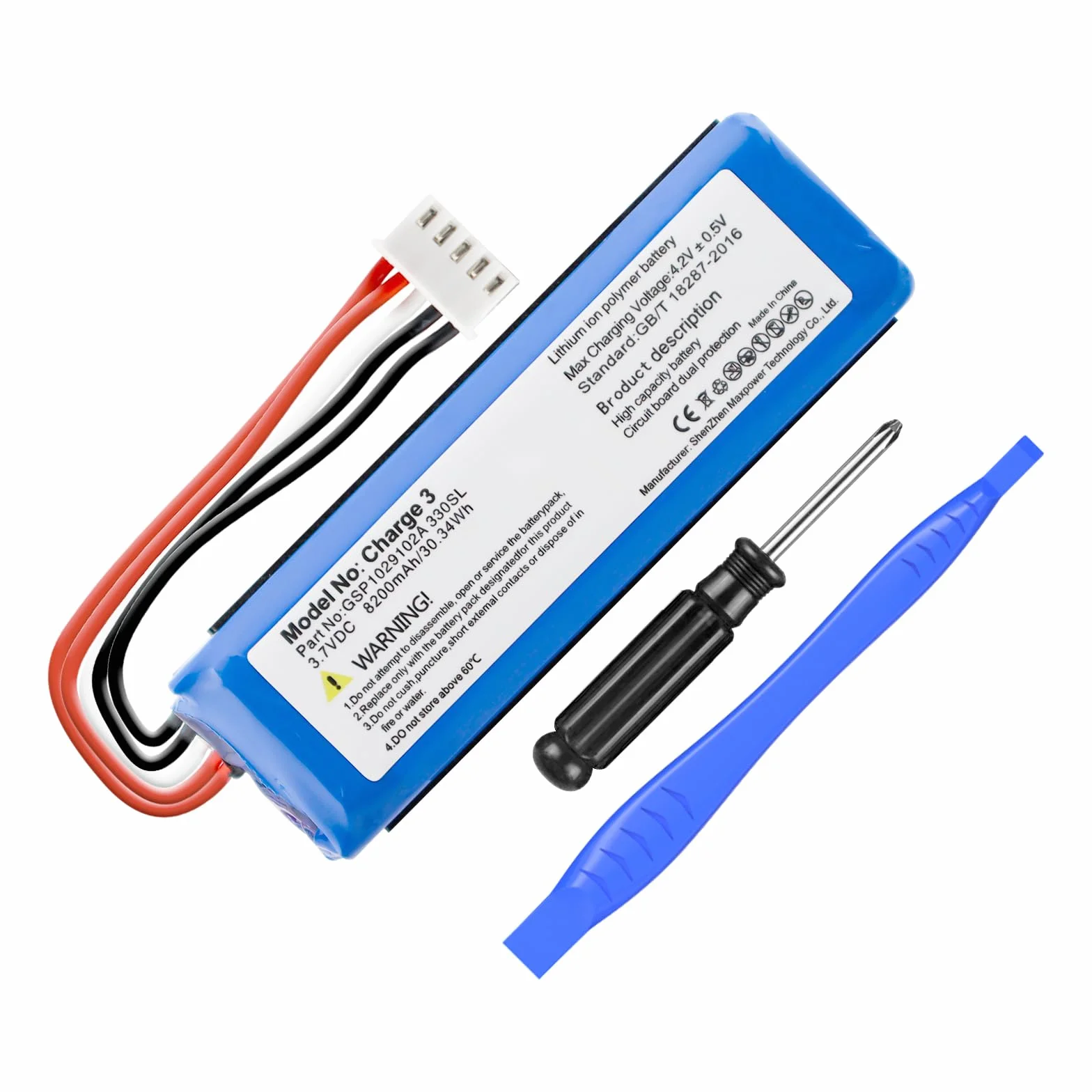 8200 mAh akumulator zastępczy do JBL Charge 3, kompatybilny z głośnikiem JBL Charge 3 GSP1029102A 330SL 3,7 V z narzędziem instalacyjnym