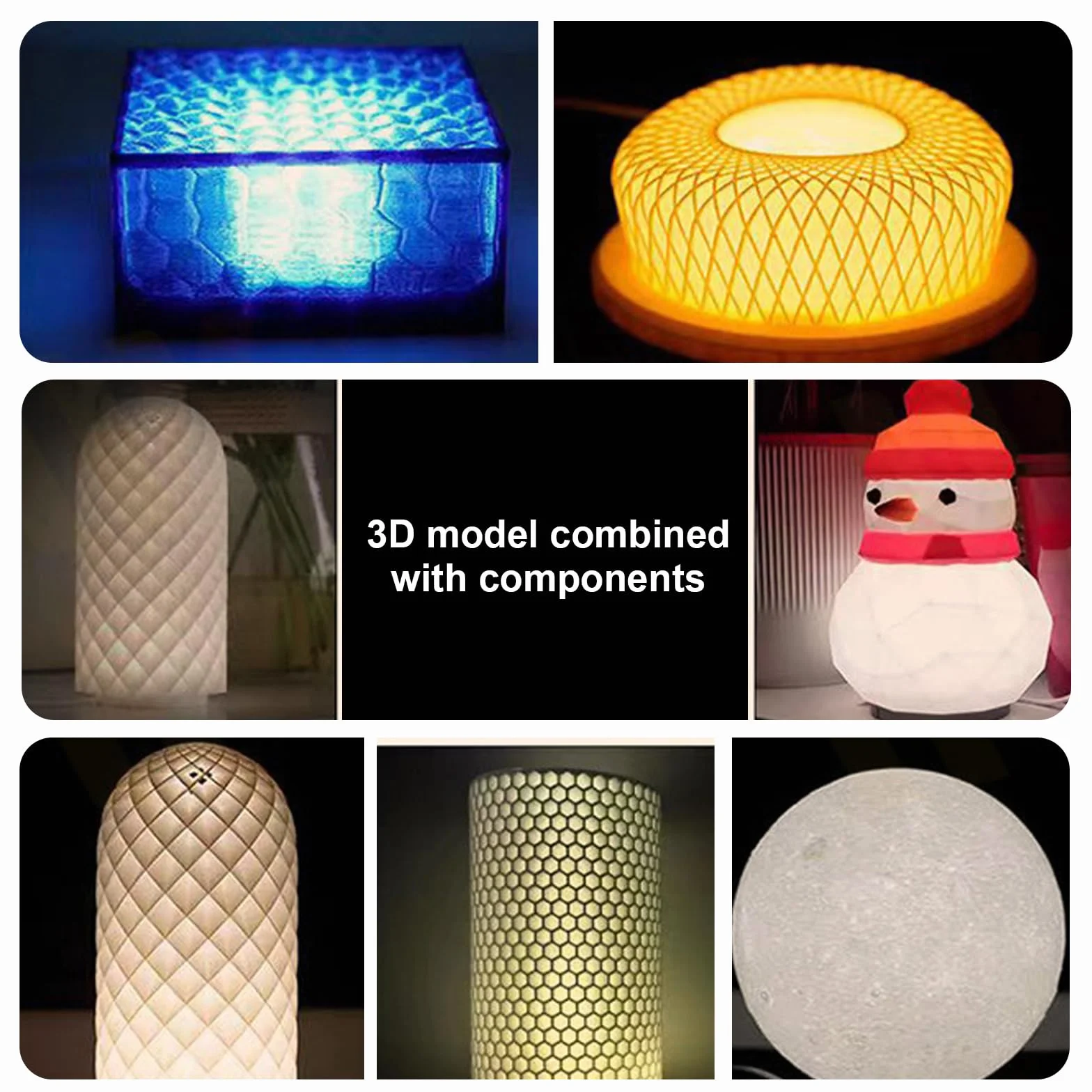 6 sztuk zestawu lamp LED do drukarek 3D, 16 typów RGB światła z 1,5 m kabla USB i falotelewizją, 5 V, model DIY sprzętu, nocełki modelowe zamienniki akcesoriów do druku 3D