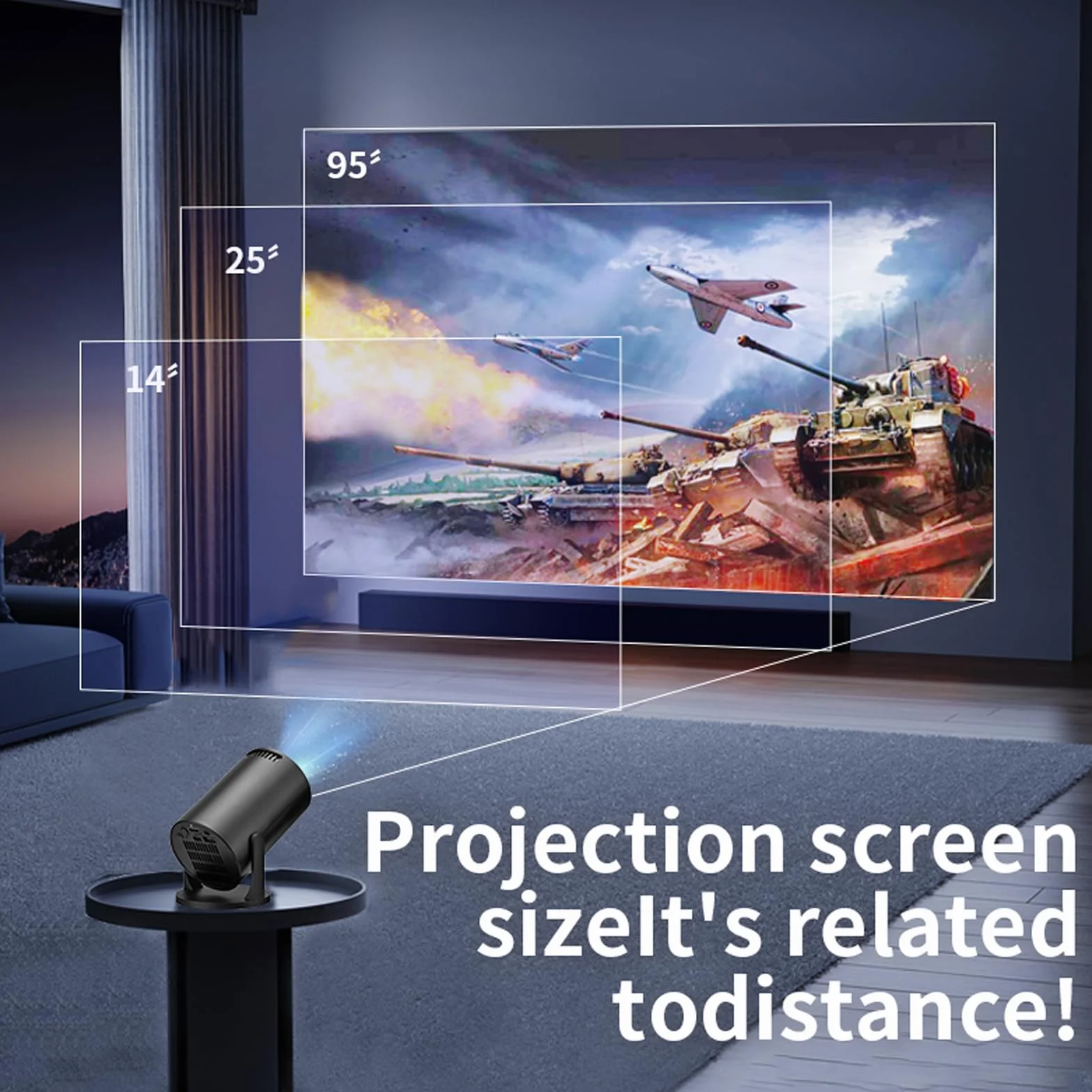 Zunate Przenośny Projektor, 1080p Full HD 150 ANSI 8000LM jasność z i Fidelity Fidelity, na Patyki na Smartfony z Laptopem
