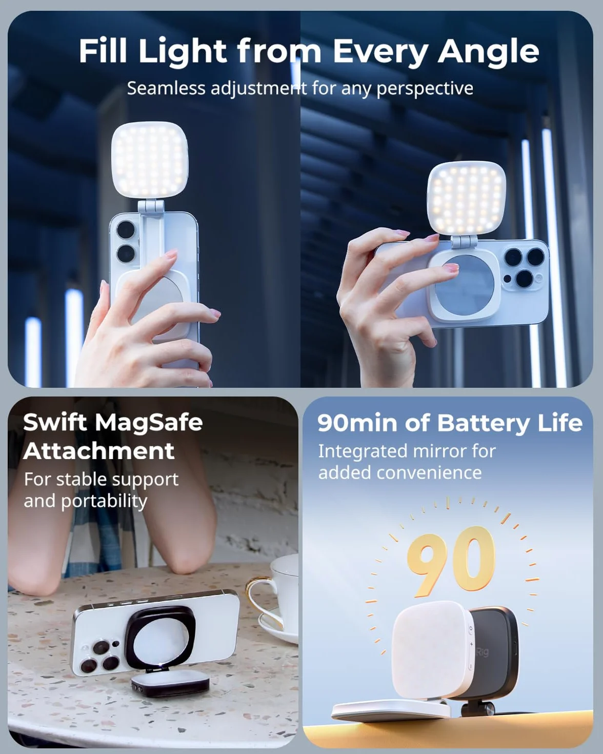 SMALLRIG Magnetic Selfie Light Vibe P48 Black do iPhone'a, lampa do telefonu z MagSafe
