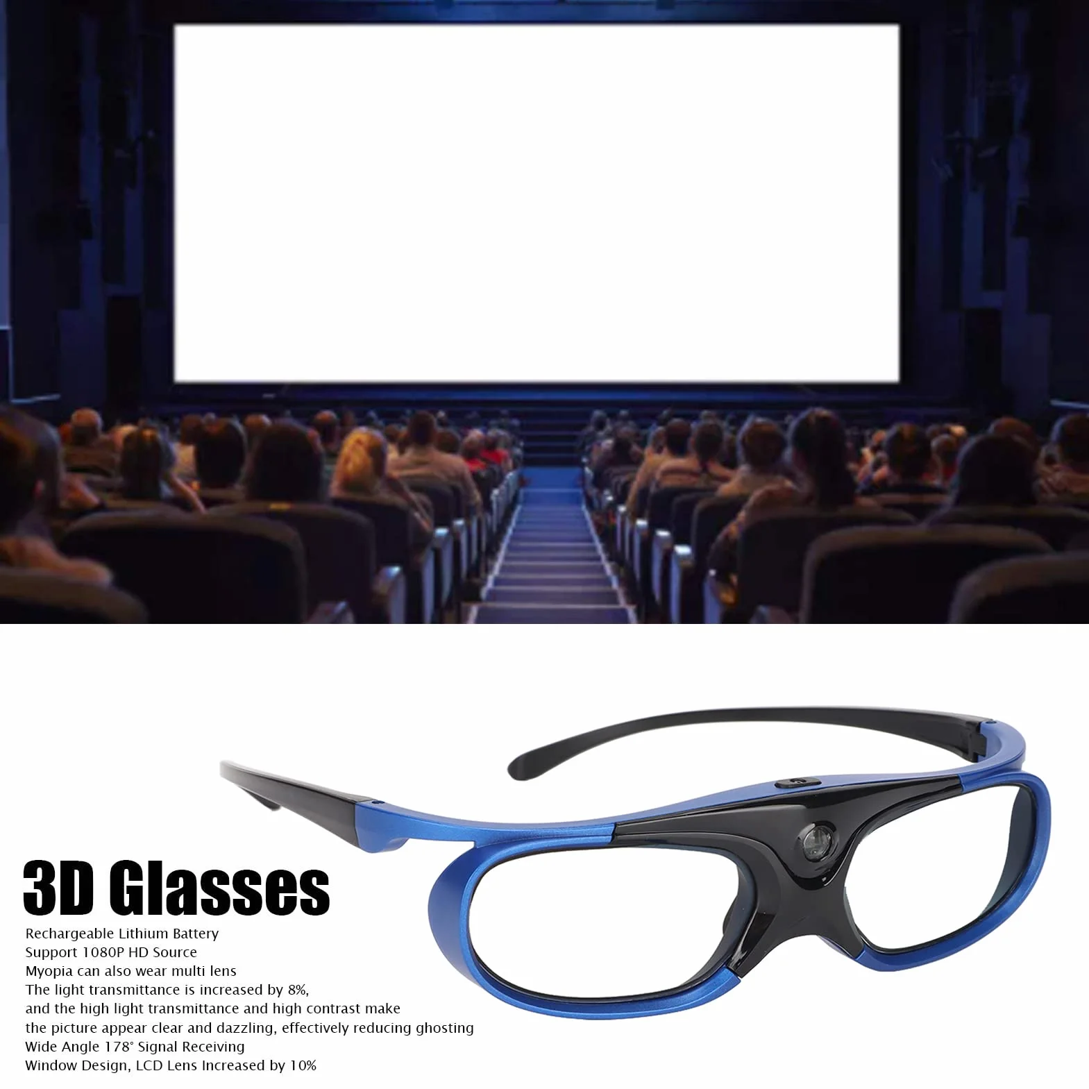 Okulary 3D DLP Link Aktywna Migawka 144 Hz Wbudowana Bateria 80 MAh do Projektorów XGIMI ZX4 H1 JMGO G1 G3 X1 Acer Optoma