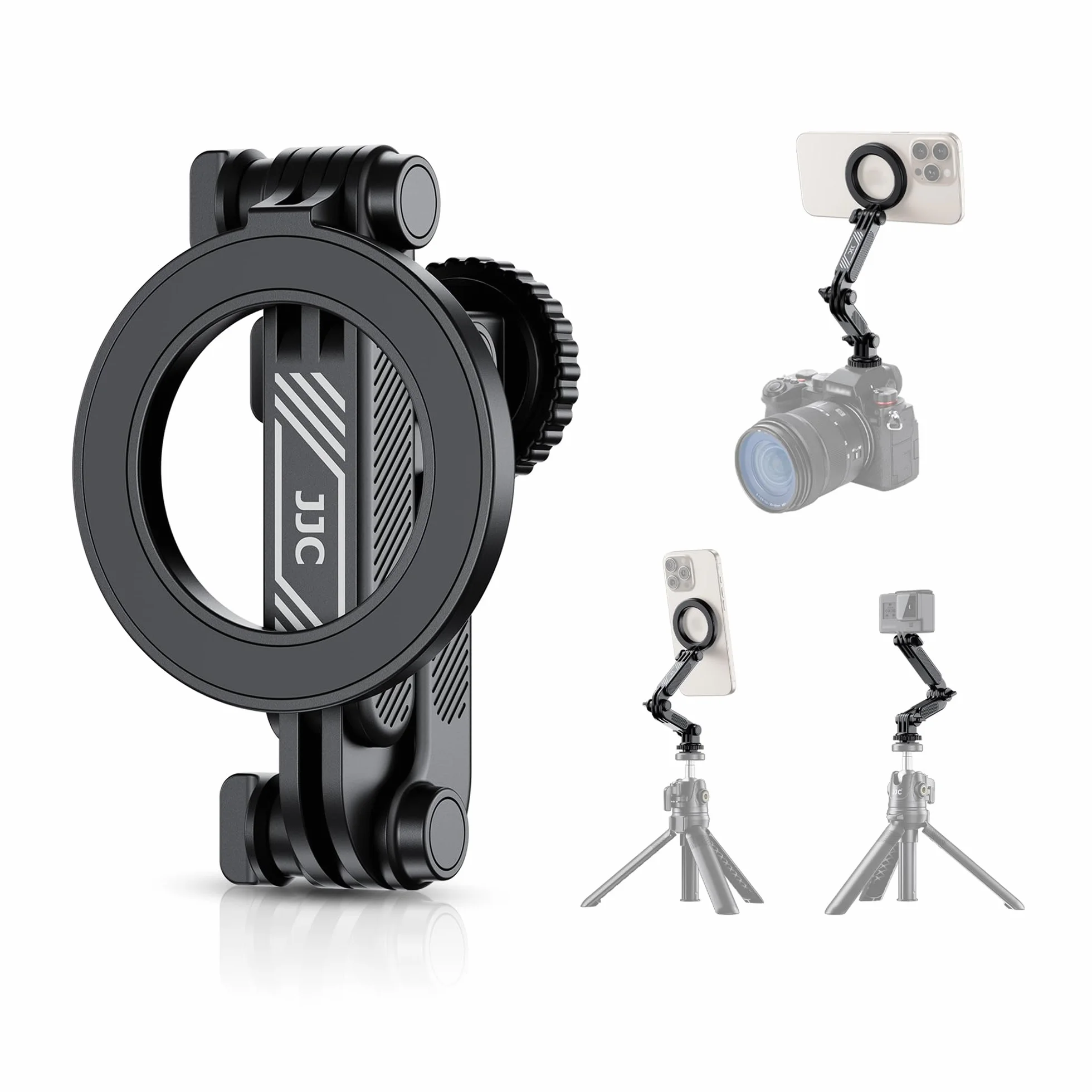JJC Magnetyczny uchwyt na statyw do telefonu z zimną stopką, śrubą 1/10,2 cm, elastyczny regulowany adapter stojaka do iPhone 16, 15, 14, 13 i Gopro Hero 13, 12, 11, kamer DJI