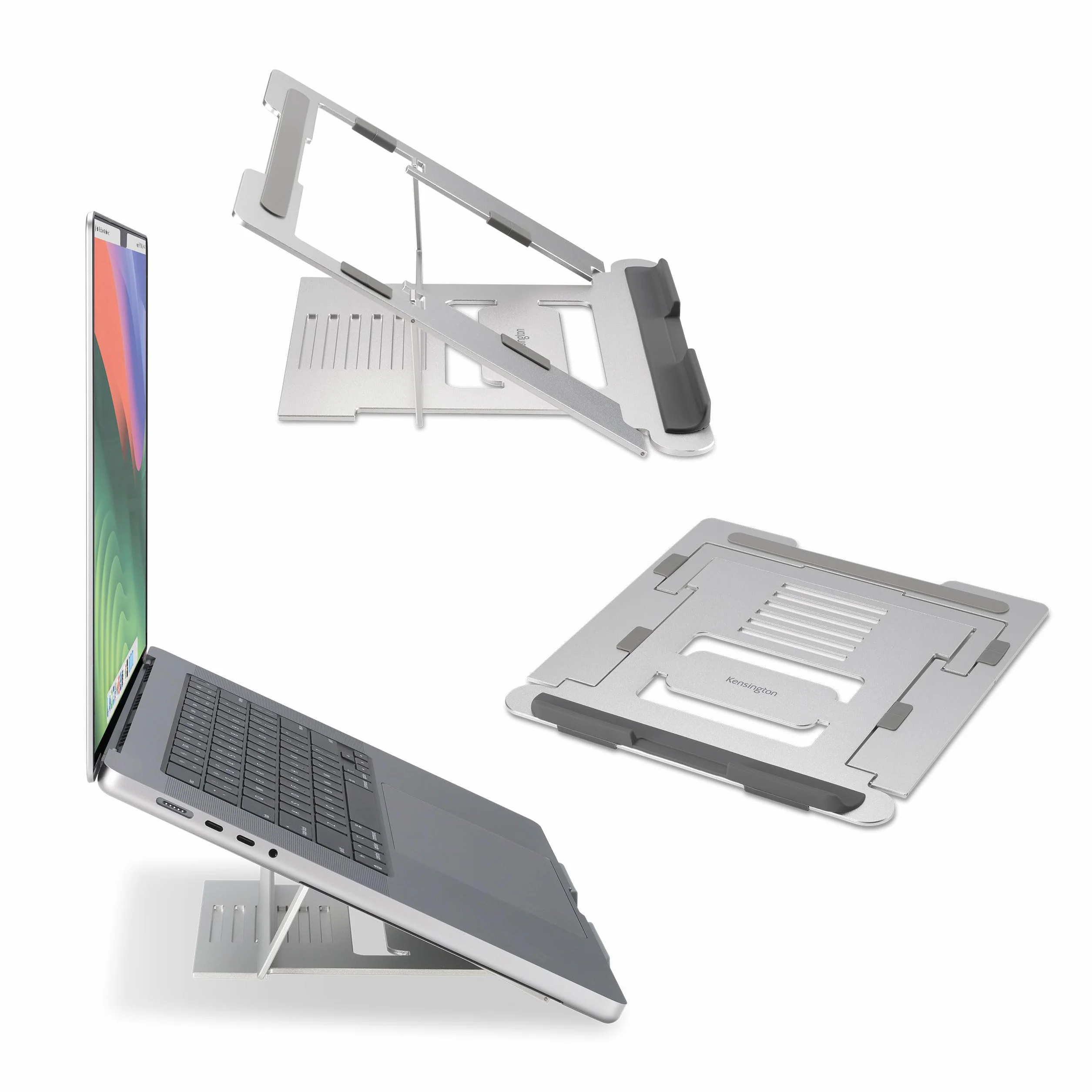 Kensington Easy Riser™ Aluminiowa Podstawka pod Laptopa 16" Regulowana Antypoślizgowa Składana Srebrna