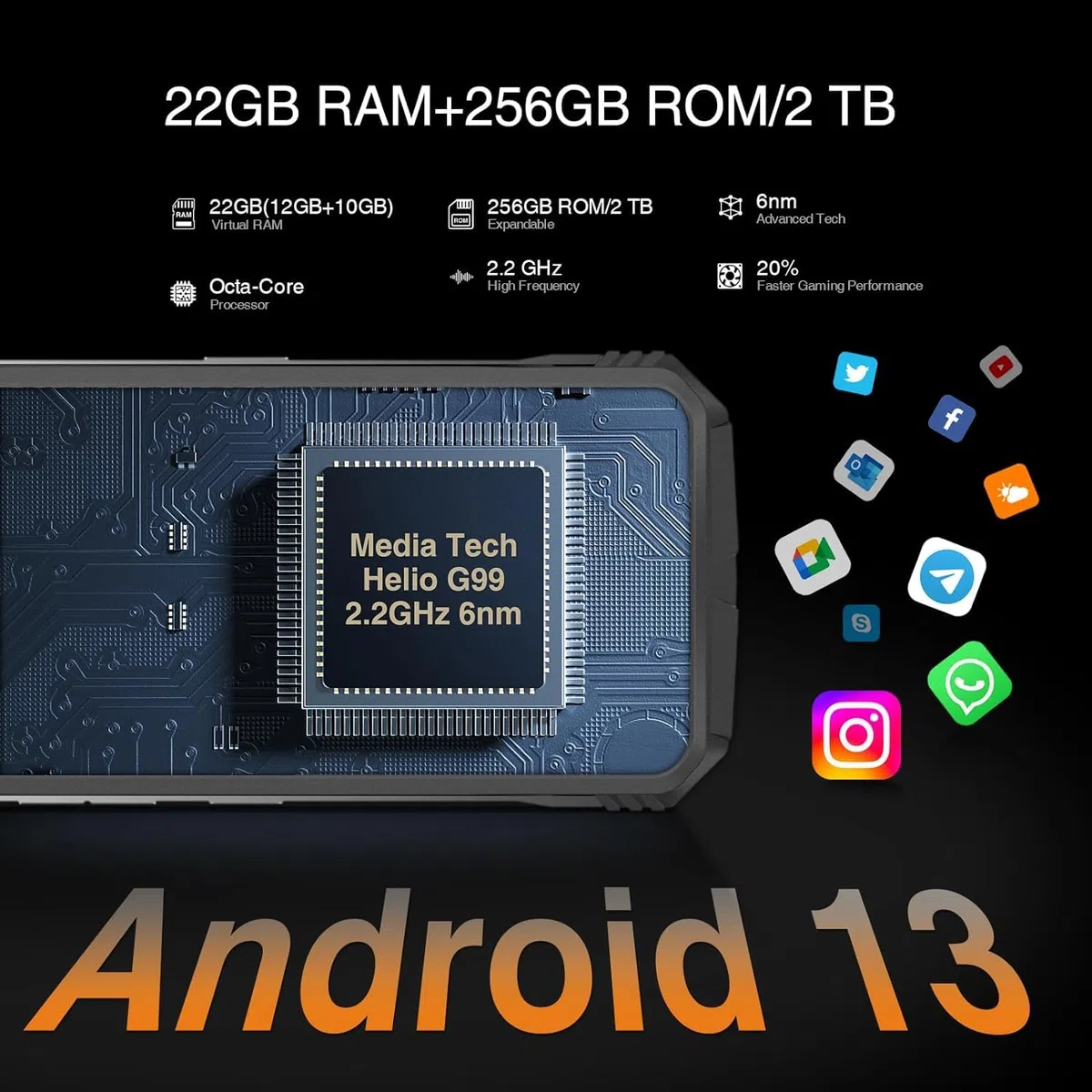 S110 12GB/256GB czarny - wytrzymały telefon komórkowy marki