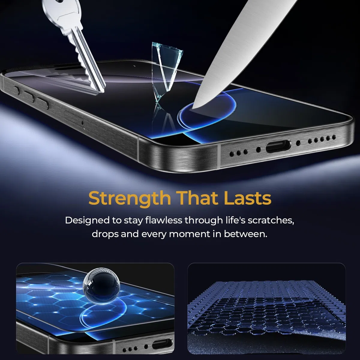 BUFF LABS 2-pak szklanych ochraniaczy ekranu do iPhone'a 17 Pro Max / iPhone 16 Pro Max, szkło hartowane z zestawem do automatycznego ustawiania, bez pęcherzyków powietrza, ochrona przed upadkiem