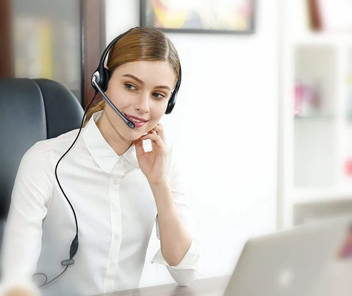 Wantek Zestaw słuchawkowy telefoniczny RJ9 Dual z mikrofonem z redukcją szumów, szybkie odłączanie, przewodowe zestawy słuchawkowe do telefonu Call Center