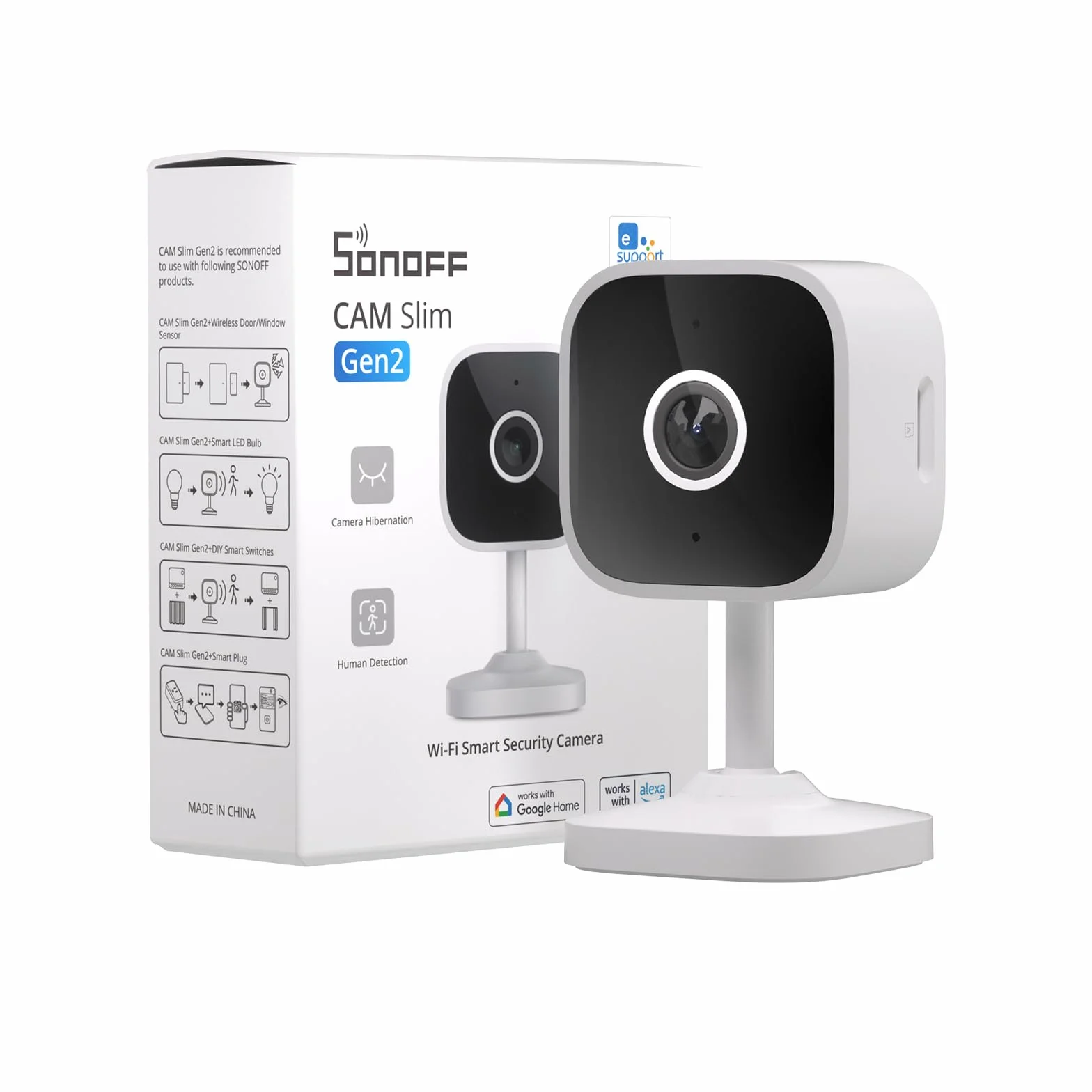 SONOFF CAM-S2 Inteligentna kamera WiFi 2,4 GHz 1080P HD noktowizor wykrywanie ciała dwukierunkowe audio