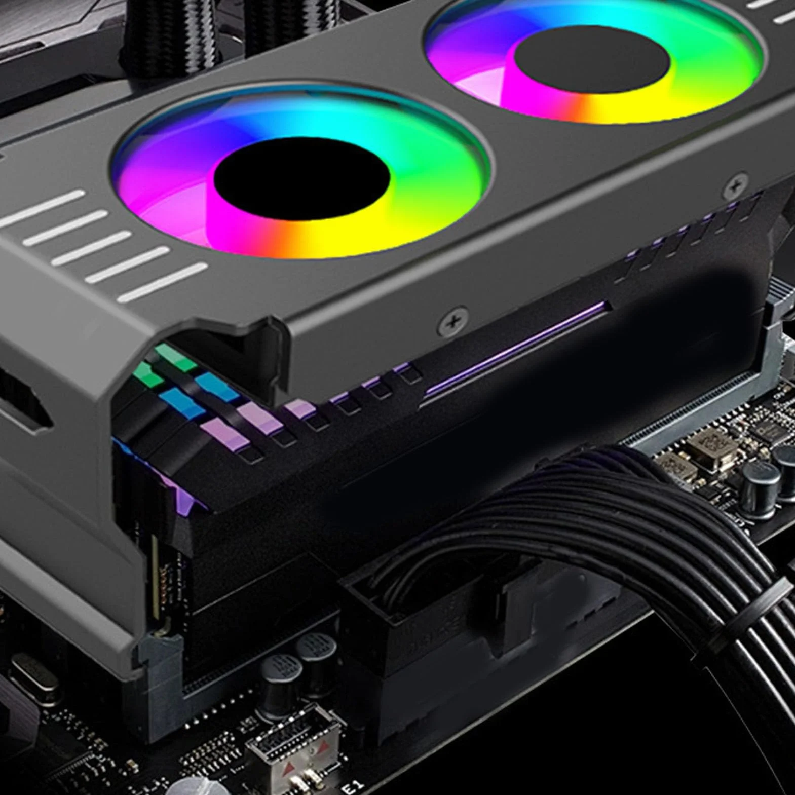 Radiator RAM ARGB Grzejnik Moduł Pamięci Komputera PWM Podwójny Wentylator DDR4 DDR5 Czarny